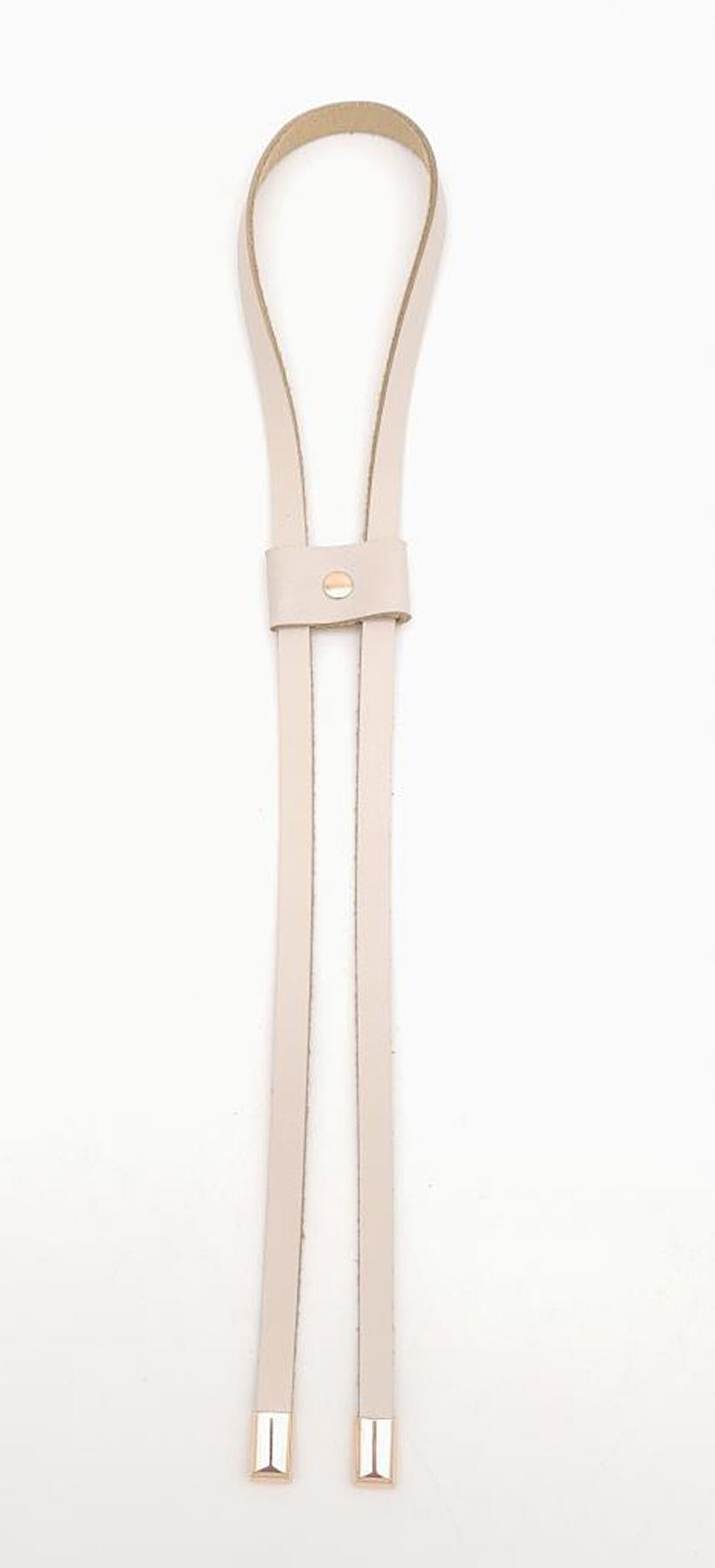 Krem Gerçek Deri Büzgü Light Gold Metalli