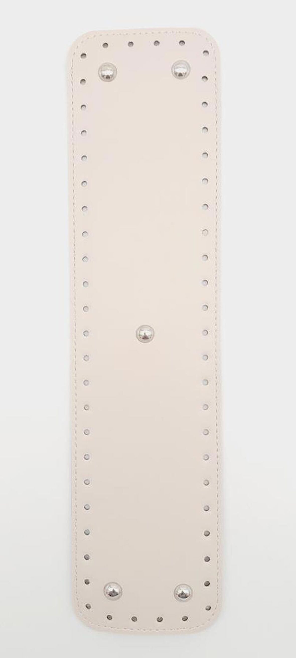 Suni Deri Krem Renk 40x10 cm Dikdörtgen Çanta Tabanı Gümüş Aparatlı