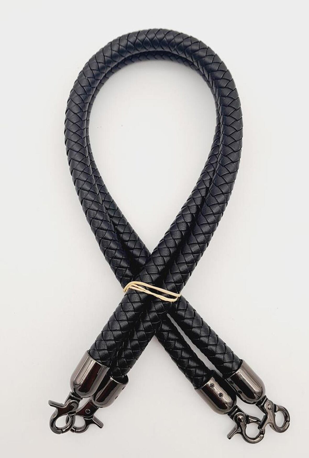 Siyah Örme Çanta Sapı Füme Metal