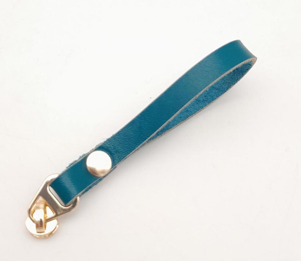 Turkuaz Renk Gerçek Derili Light Gold Döngülü Fermuar Başı