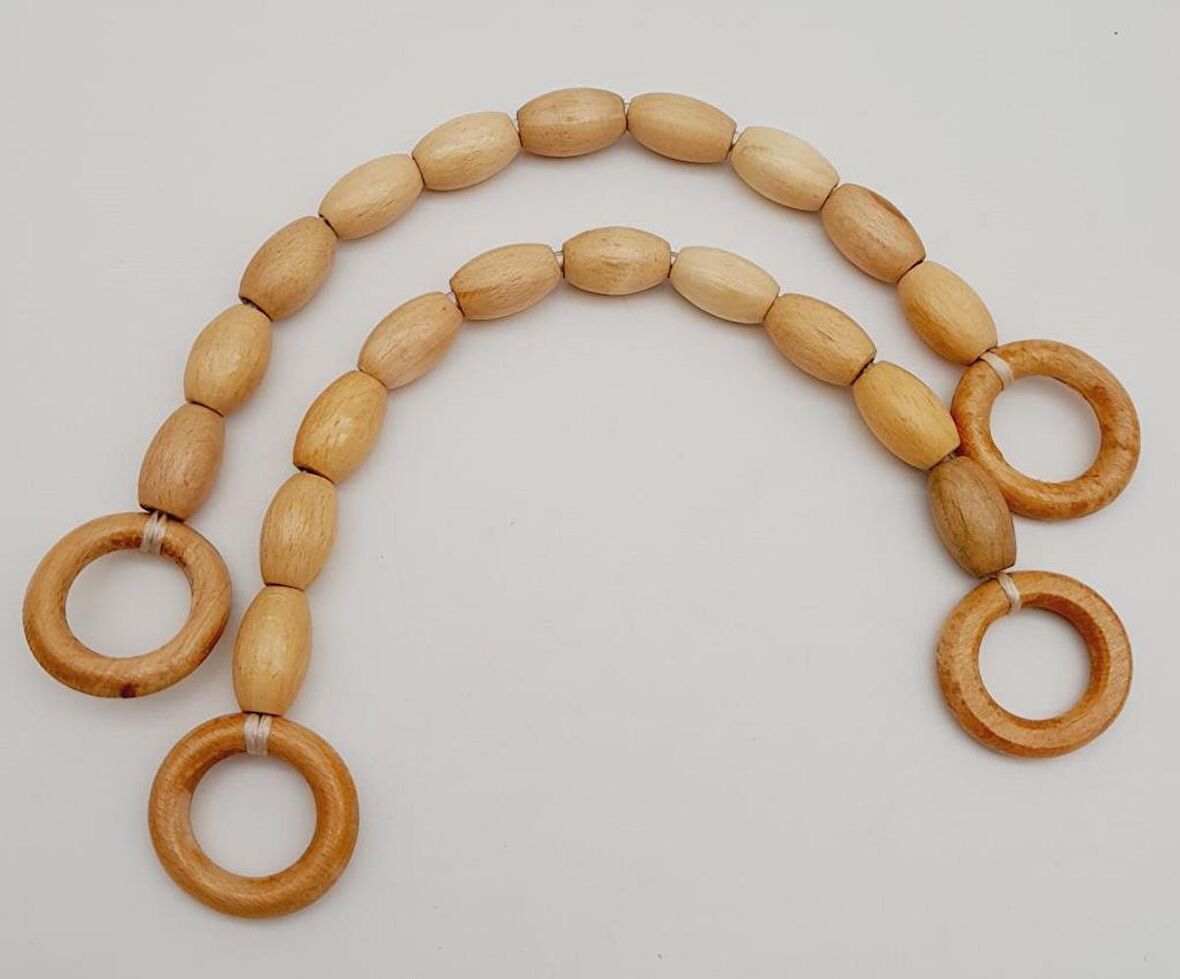 17 mm Ahşap Boncuklu 40 cm Çanta Sapı