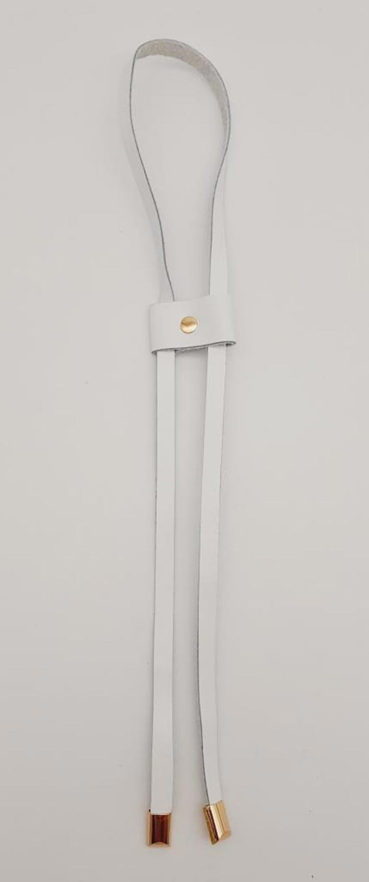 Beyaz Gerçek Deri Büzgü Light Gold Metalli