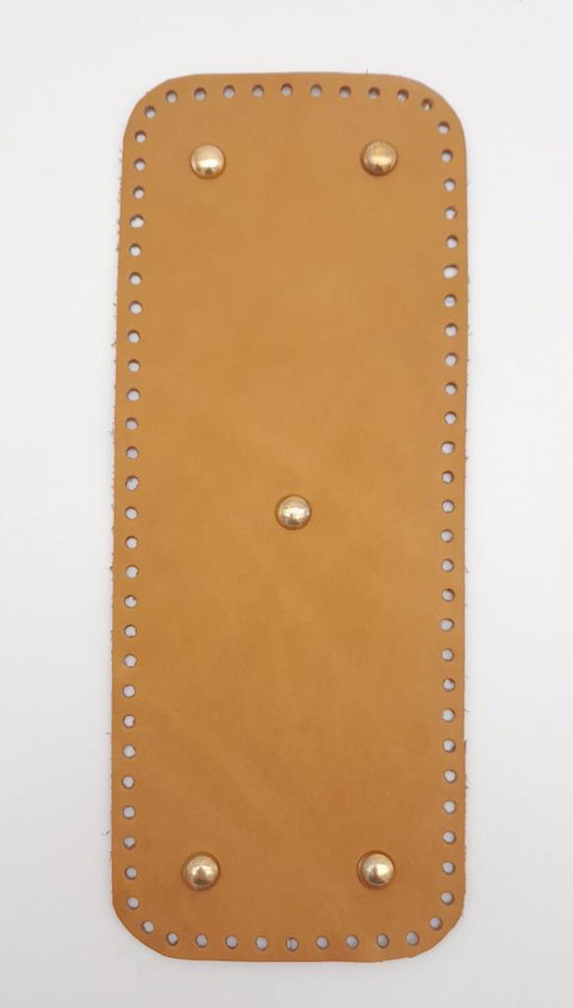 Gerçek Deri Açık Taba 30x12 cm Dikdörtgen Light Gold Metalli Çanta Tabanı