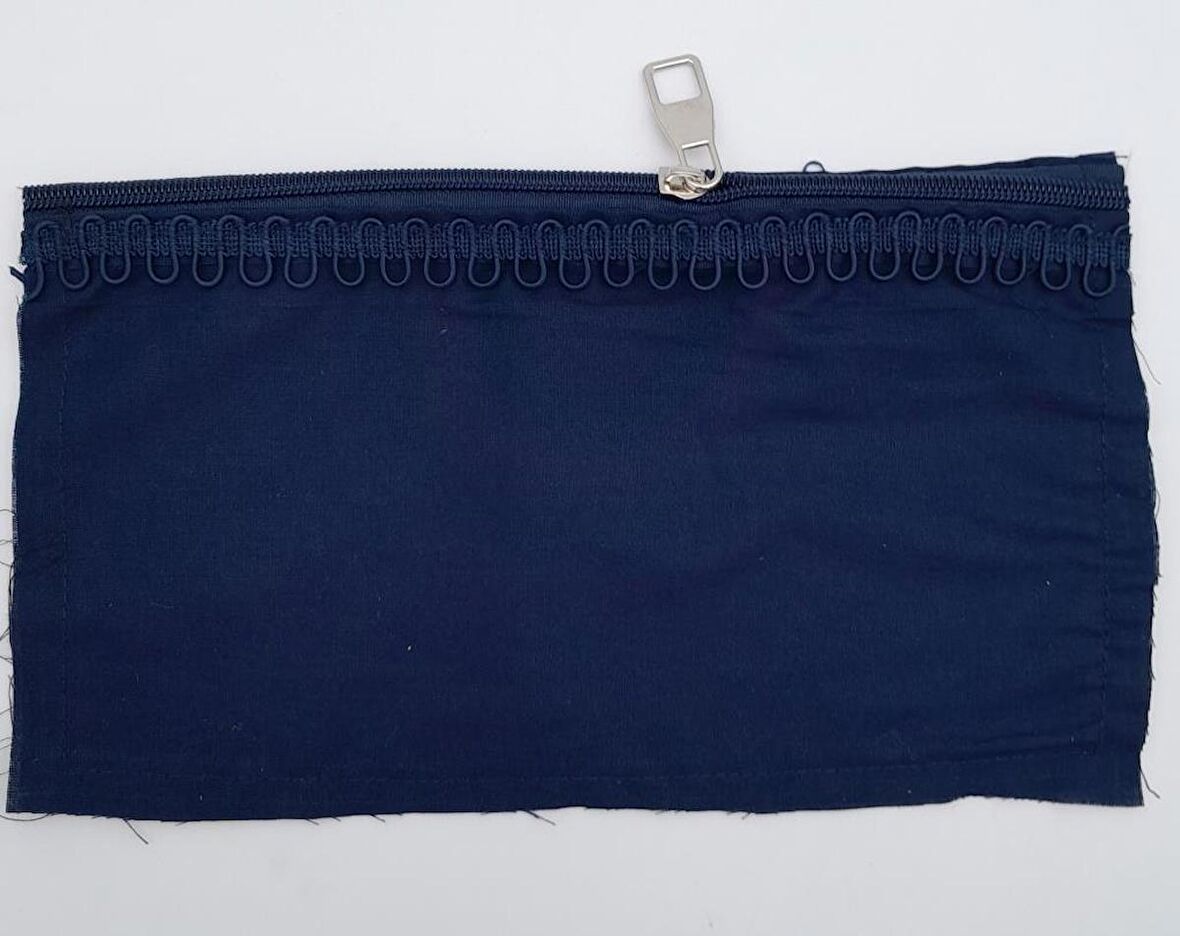 25x15 cm Dikilmiş Fermuarlı Astar Lacivert Renk
