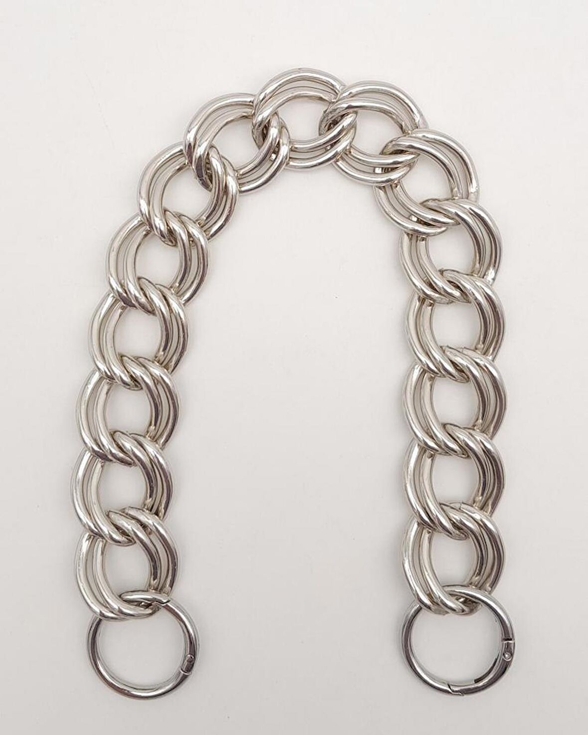 38 cm Çift Halkalı Gümüş Renk Zincir