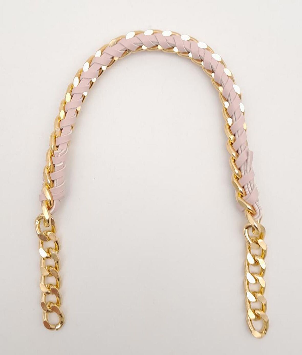 40 cm Derili Zincir Pudra Renk Light Gold Metalli