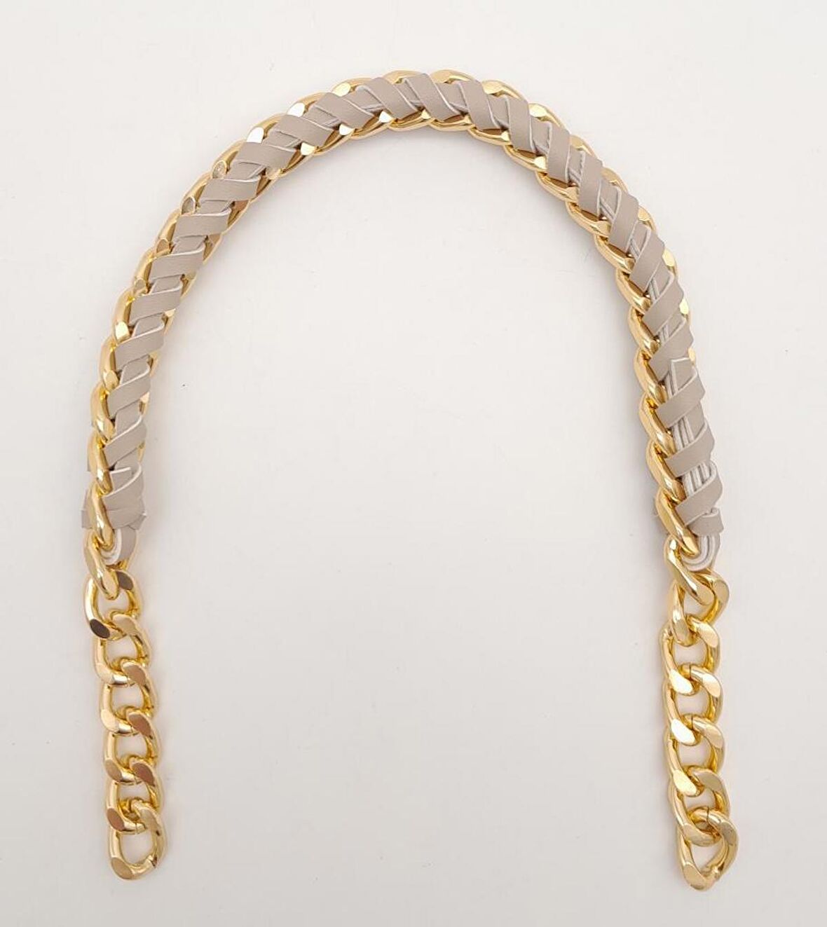 40 cm Derili Zincir Bej Renk Light Gold Metalli