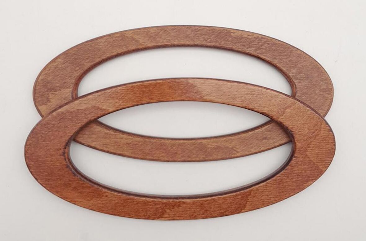 Oval Model 9x19.5 cm Koyu Ahşap Renk Ahşap Çanta Sapı