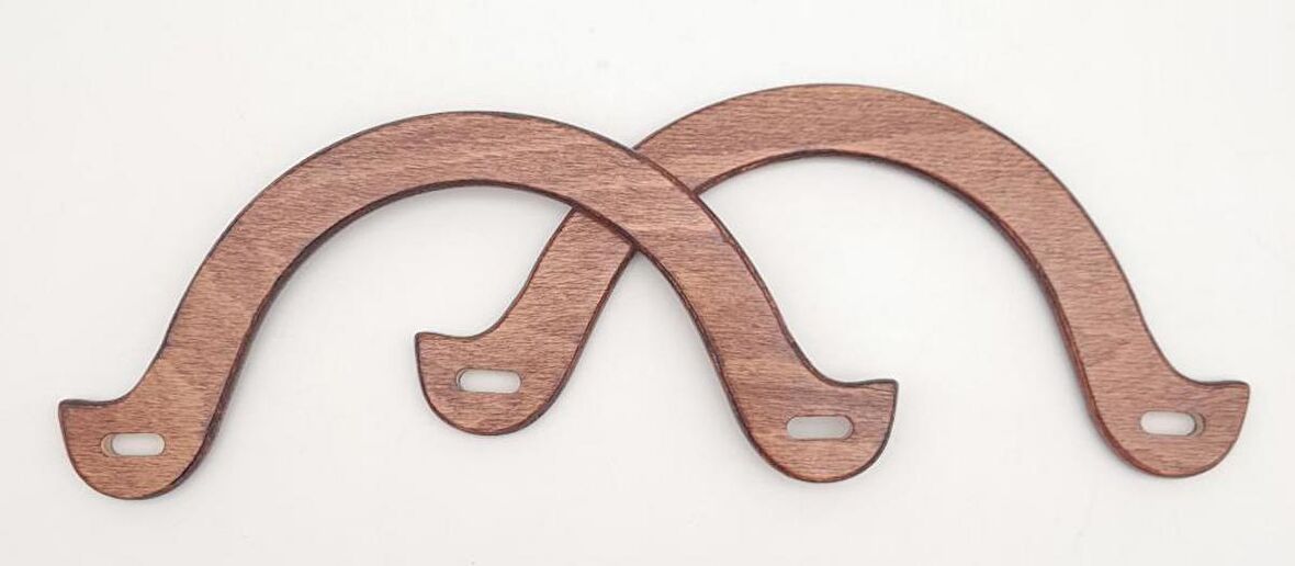 U Model 10x22 cm Taba Renk Ahşap Çanta Sapı