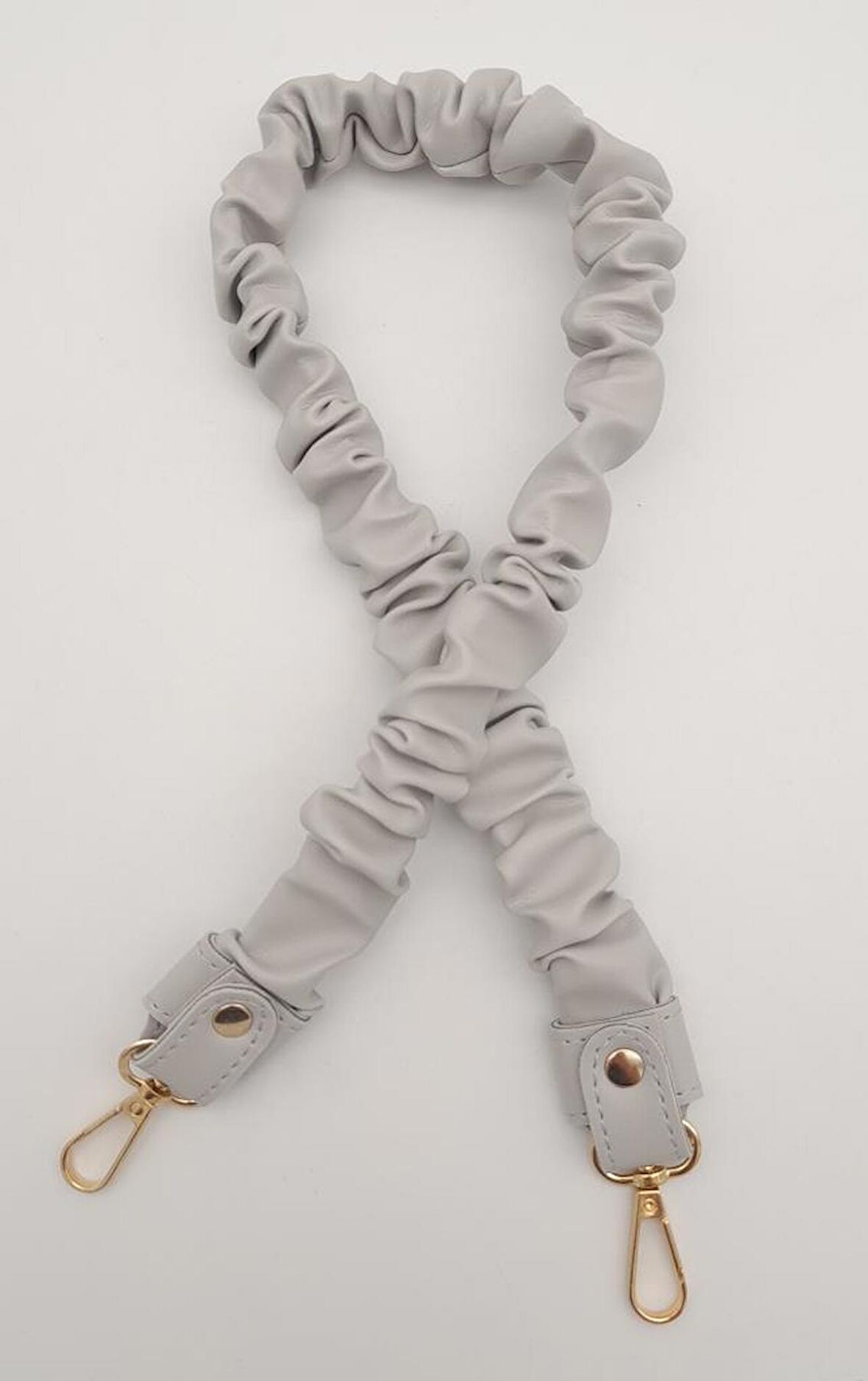 70 cm Büzgü Model Suni Deri Açık Gri Renk Çanta Sapı Light Gold Metalli