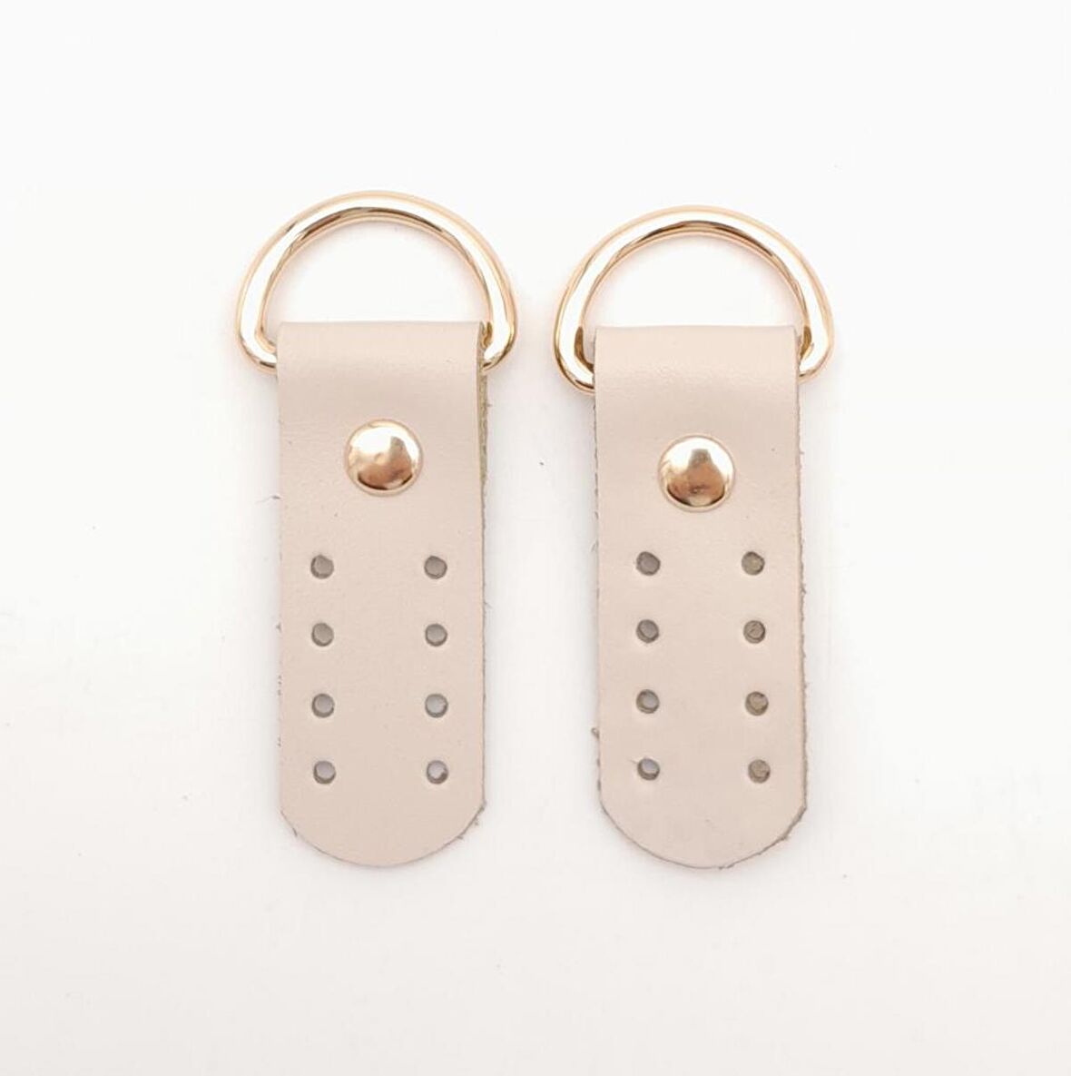 Gerçek Deri Sapucu (Böce) Bej Renk Light Gold Metalli