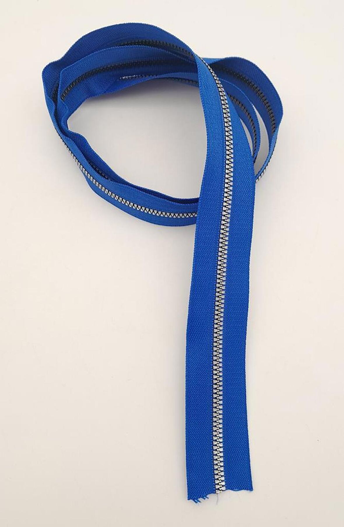 Ortası Gümüş Fermuar 100 cm Saks Mavi Renk