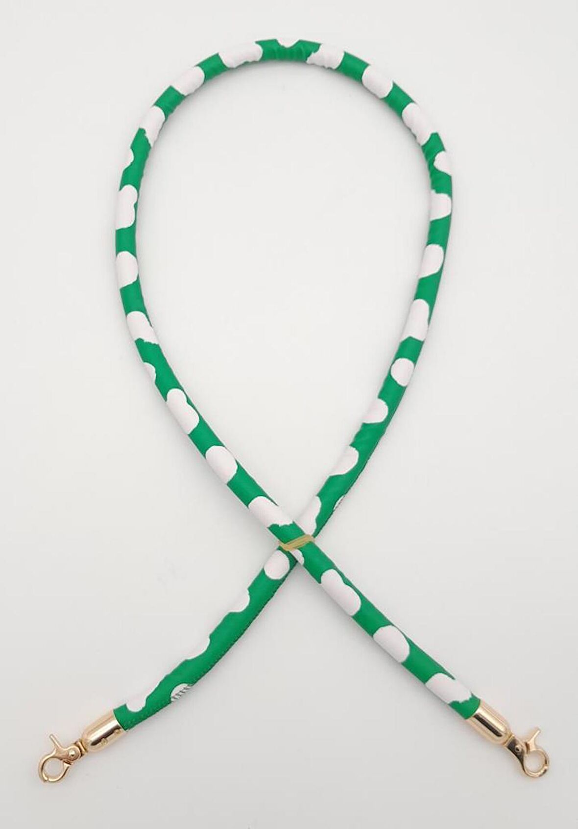 Suni Deri Kordon Çanta Sapı Yeşil Beyaz Leopar Light Gold Metalli