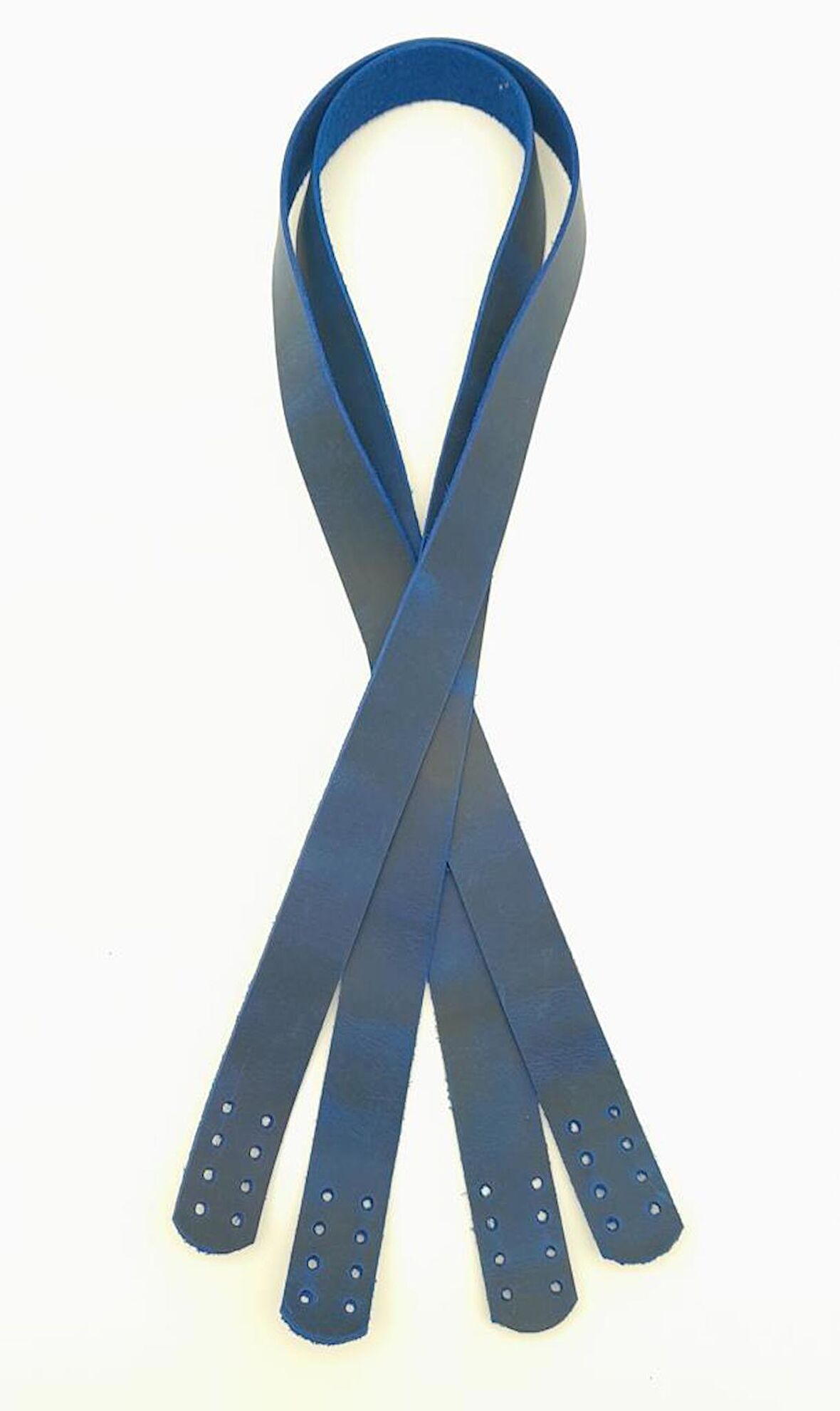 Gerçek Deri 70x2 cm Saks Mavi Crazy Oil Renk Çift Çanta Sapı