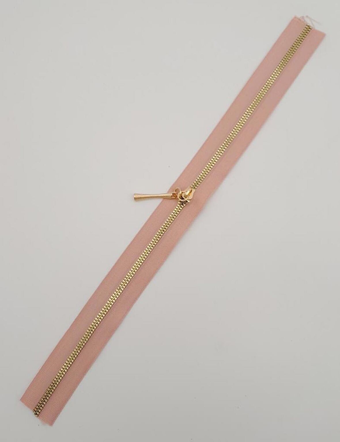 Başlıklı Fermuar 40 Cm Light Gold Metal Pudra Renk