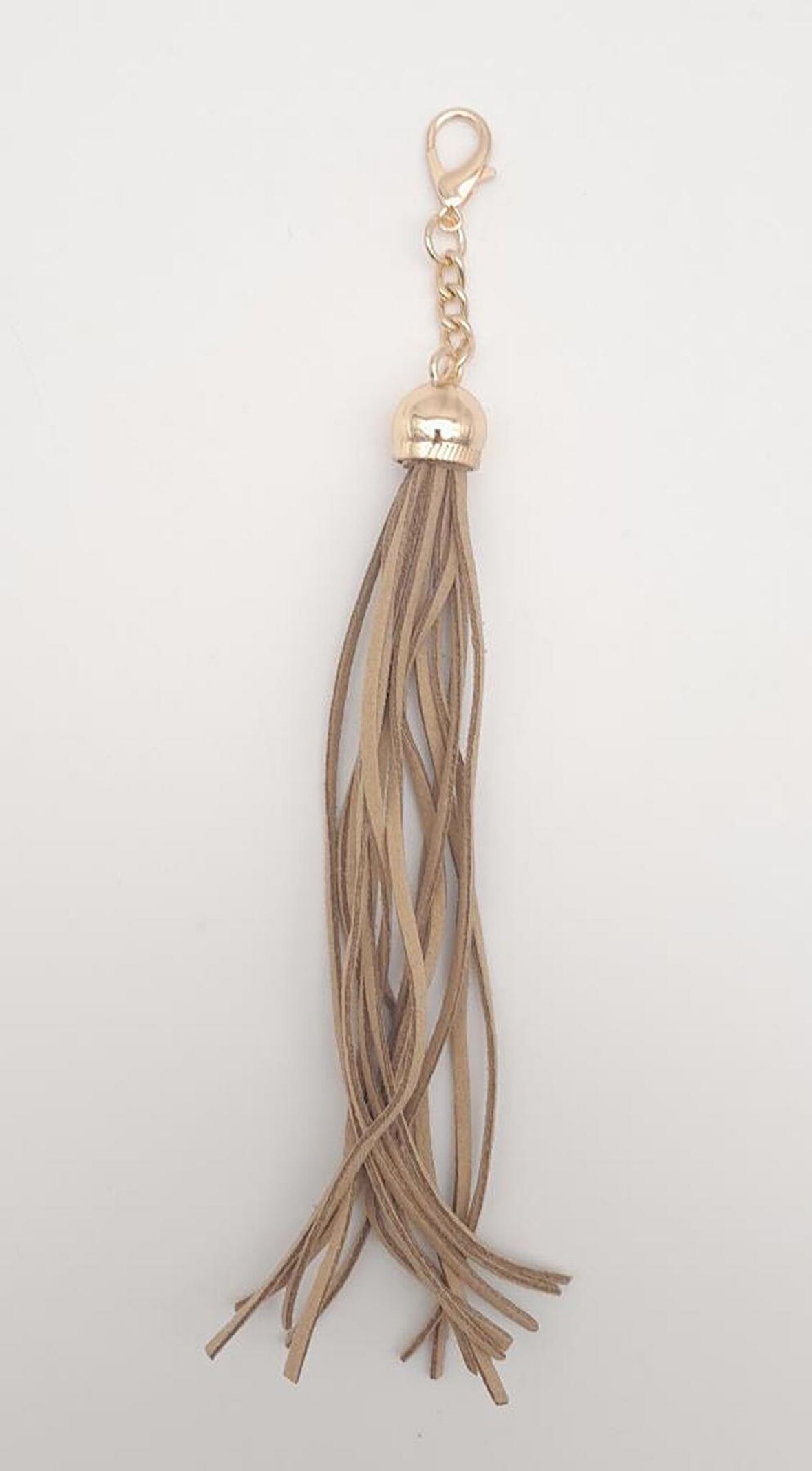 Süet Nubuk Deri Kovanlı Uzun Püskül Vizon Renk Light Gold Metalli