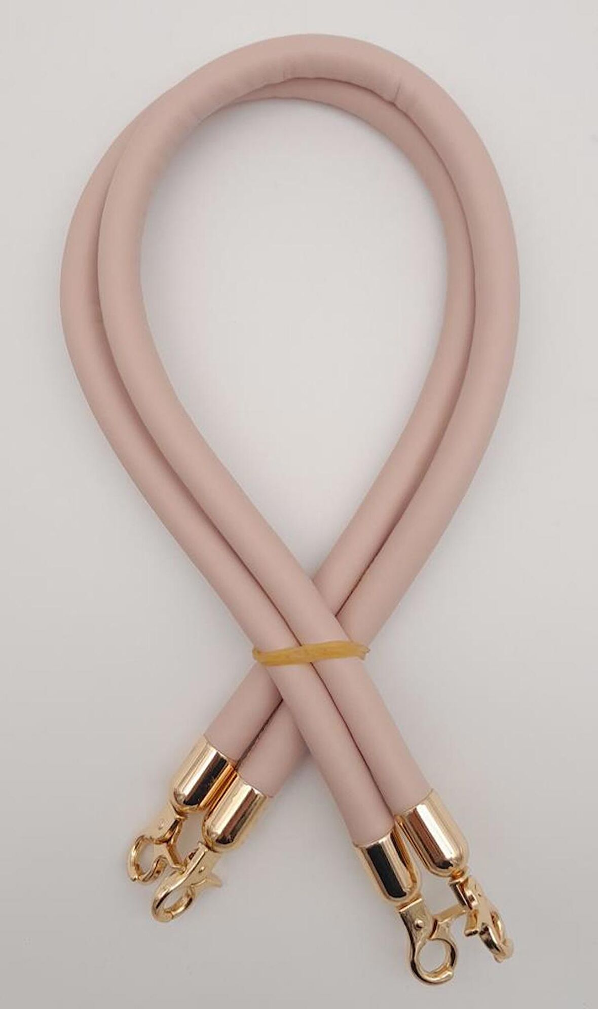 Çift Kordon Çanta Sapı Pudra Renk Light Gold Metalli