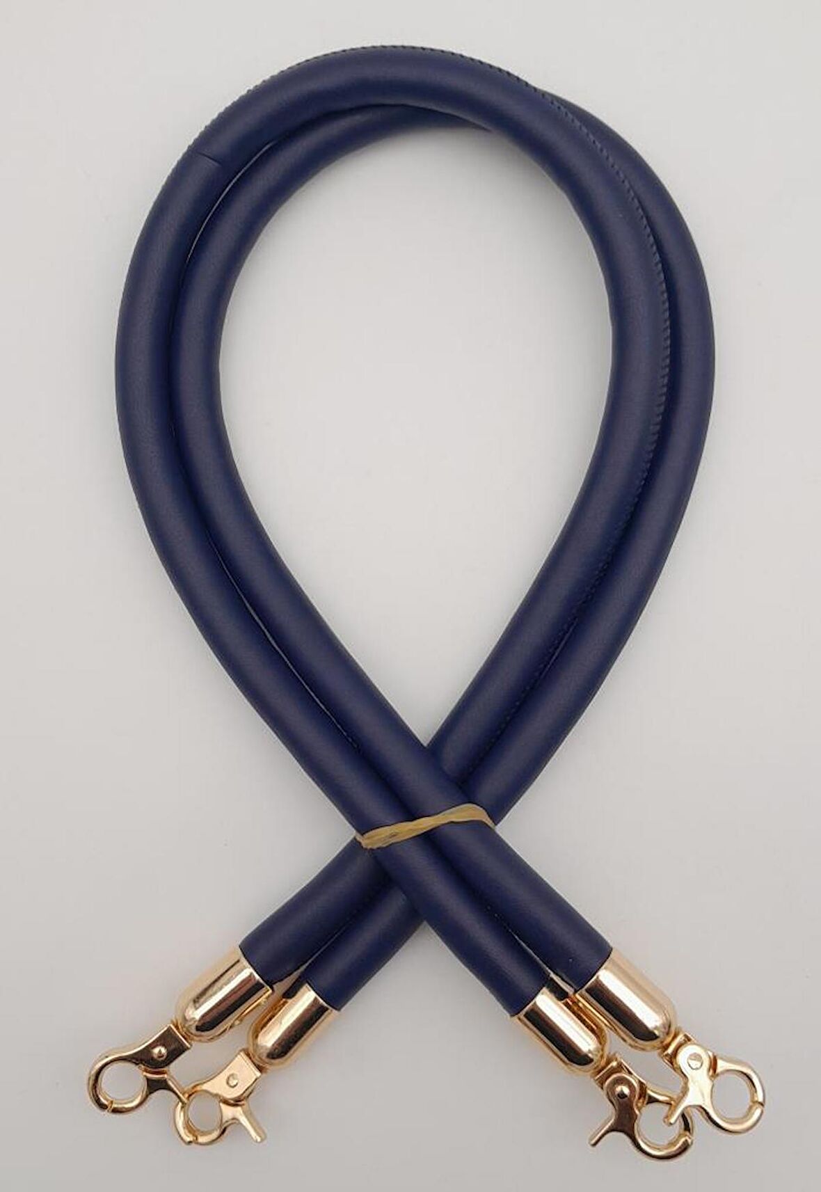 Çift Kordon Çanta Sapı Lacivert Renk Light Gold Metalli