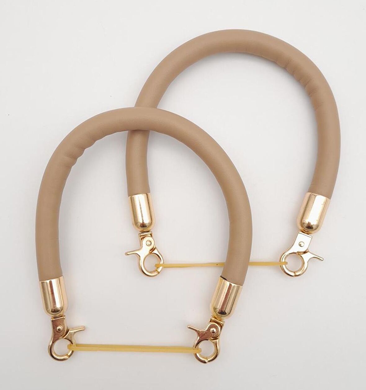 Çift Kısa Kordon Çanta Sapı Vizon Renk Light Gold Metalli