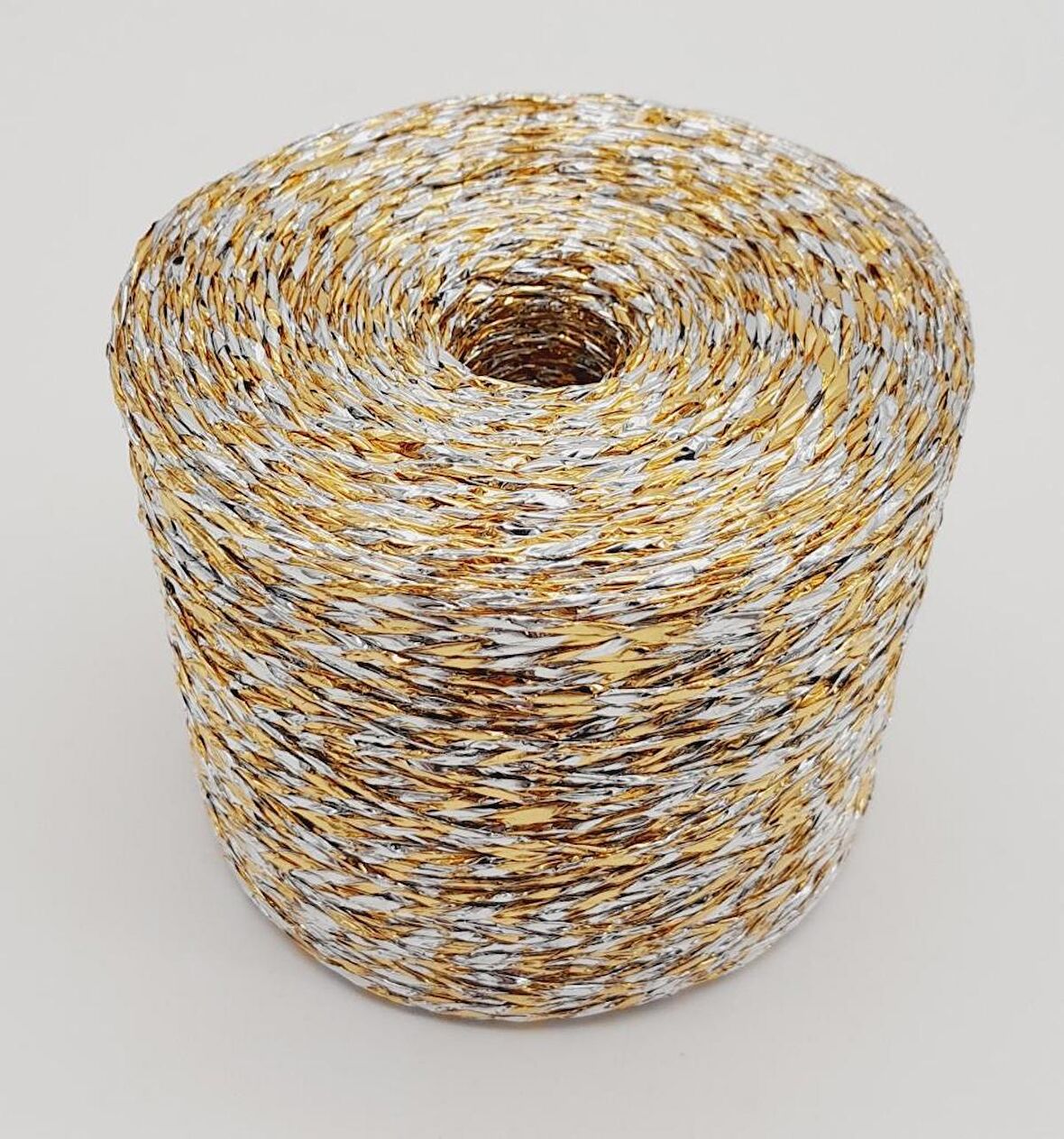 Özel Sarım Simli Kağıt İp Ebruli Gold Gri Renk