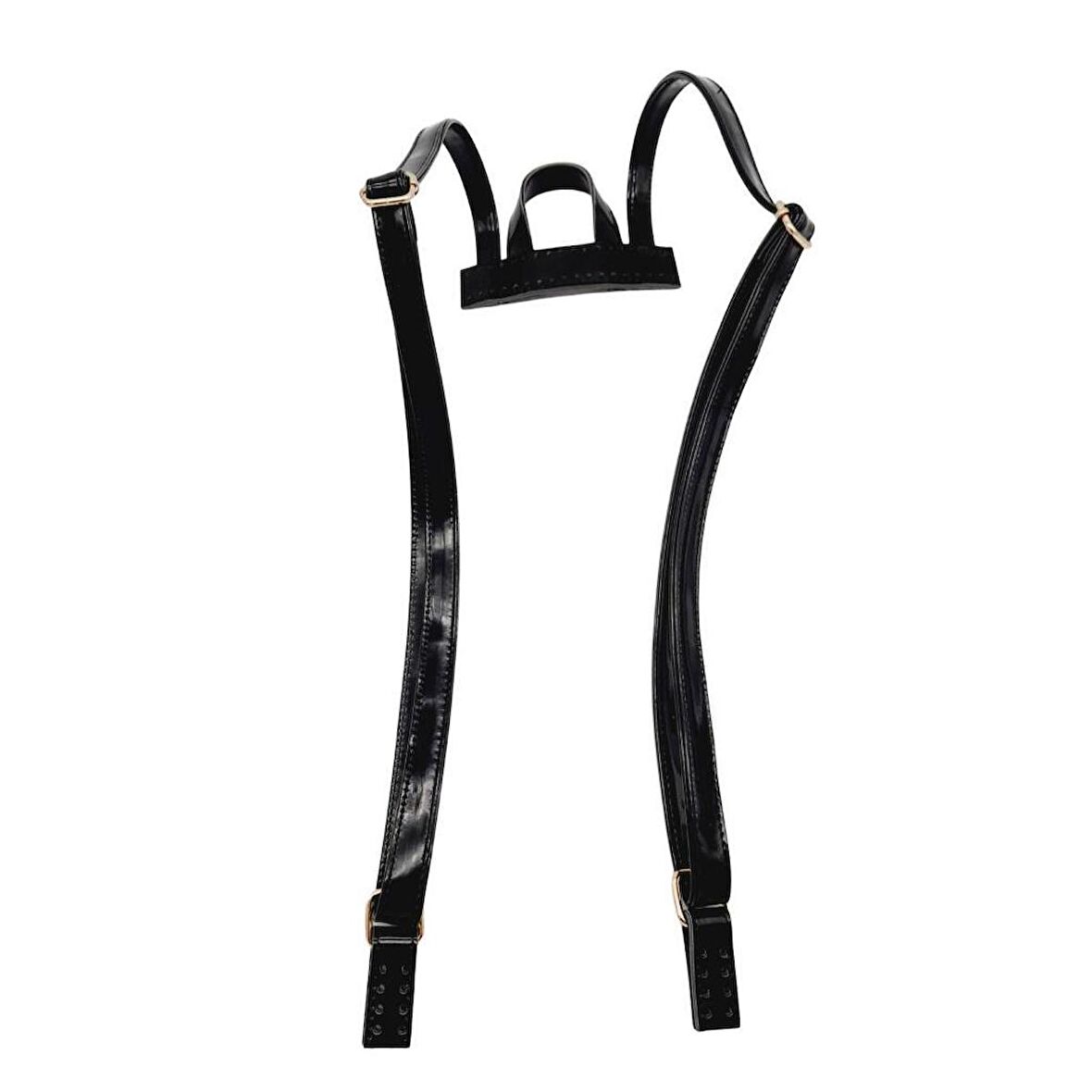 Rugan Deri Sırt Çantası Sapı Siyah Renk Light Gold Metalli