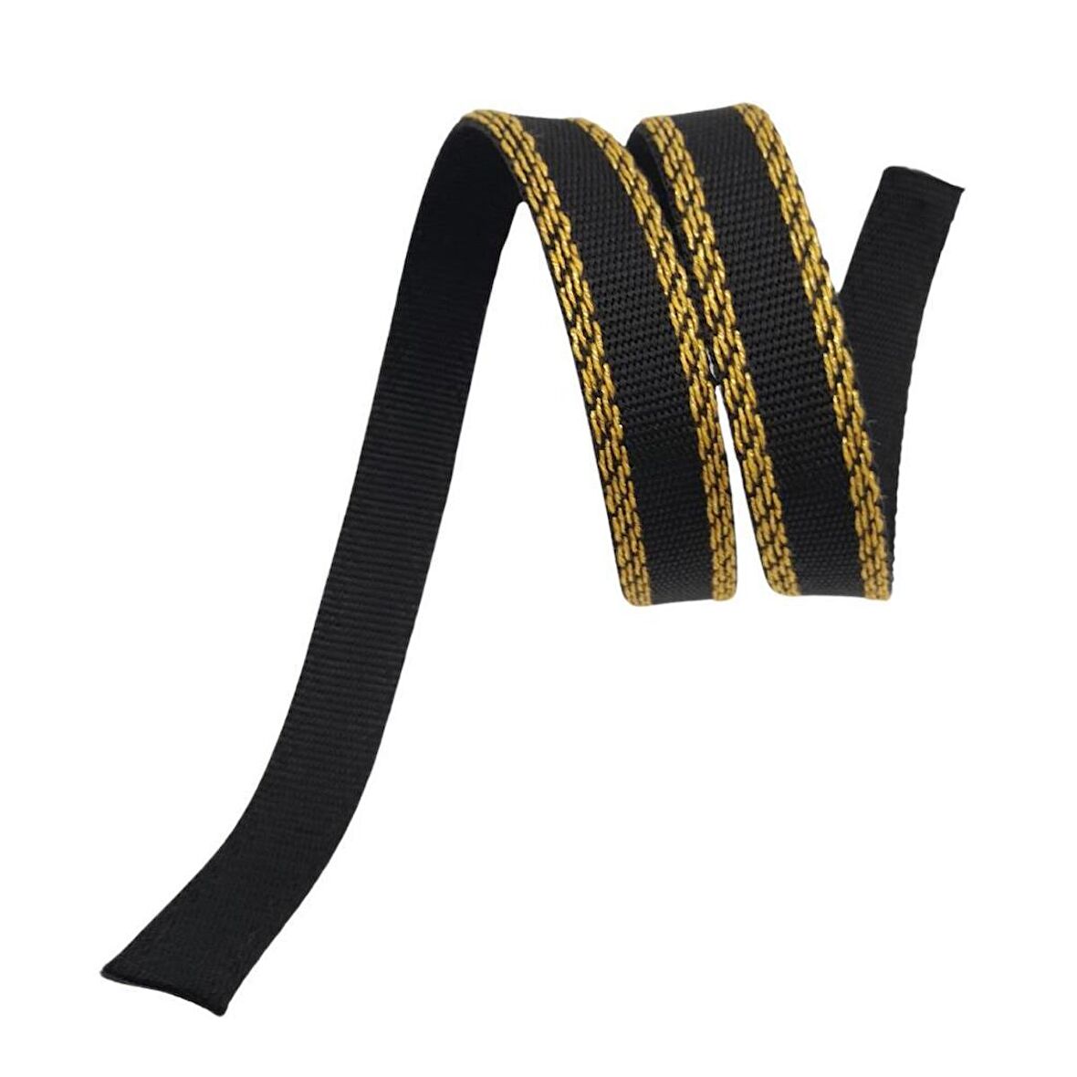 3 cm Polyester Kolon Siyah Gold No:2 Simli 1 Metre