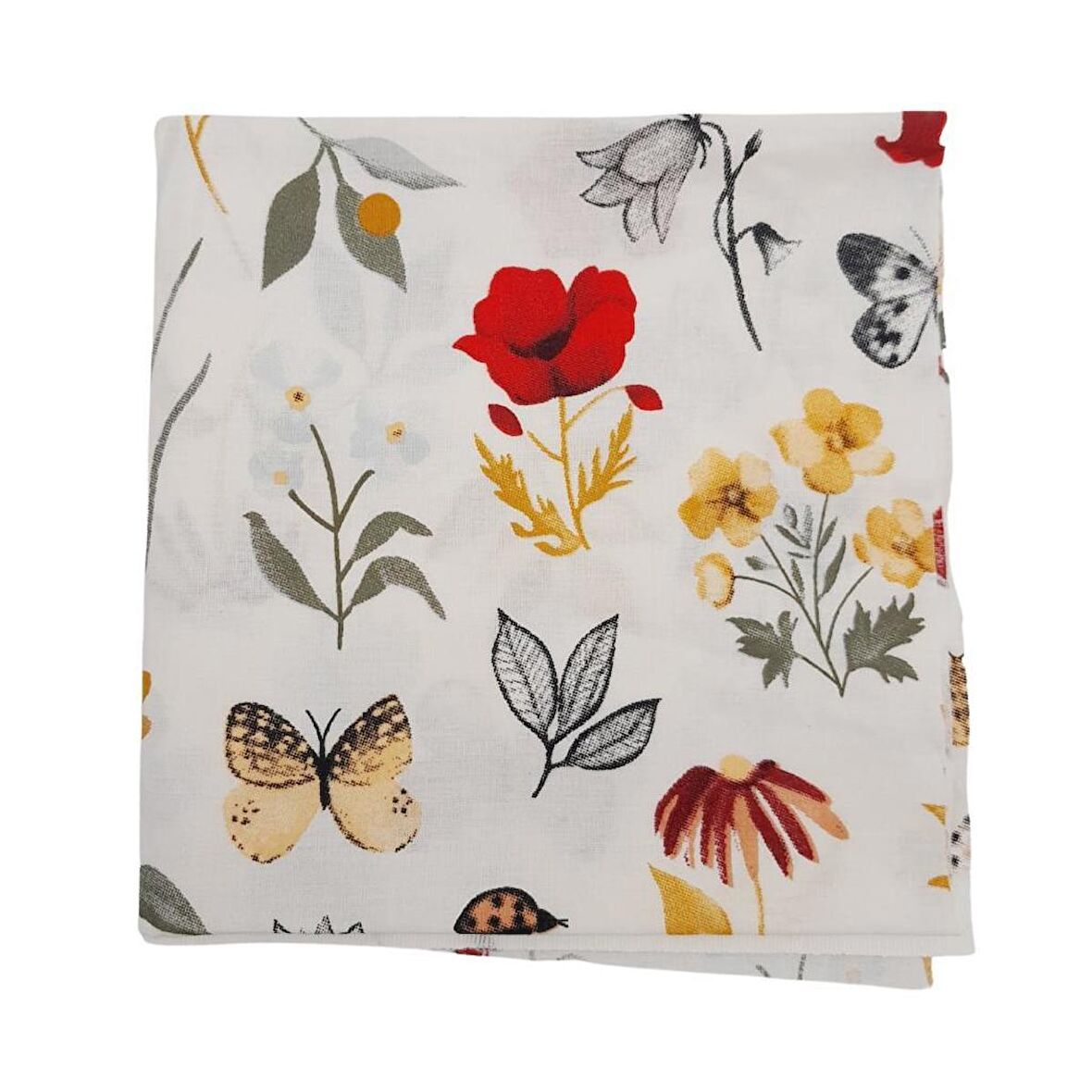 80x35 cm Pamuklu Astarlık Kumaş Renkli Çiçekli No:37