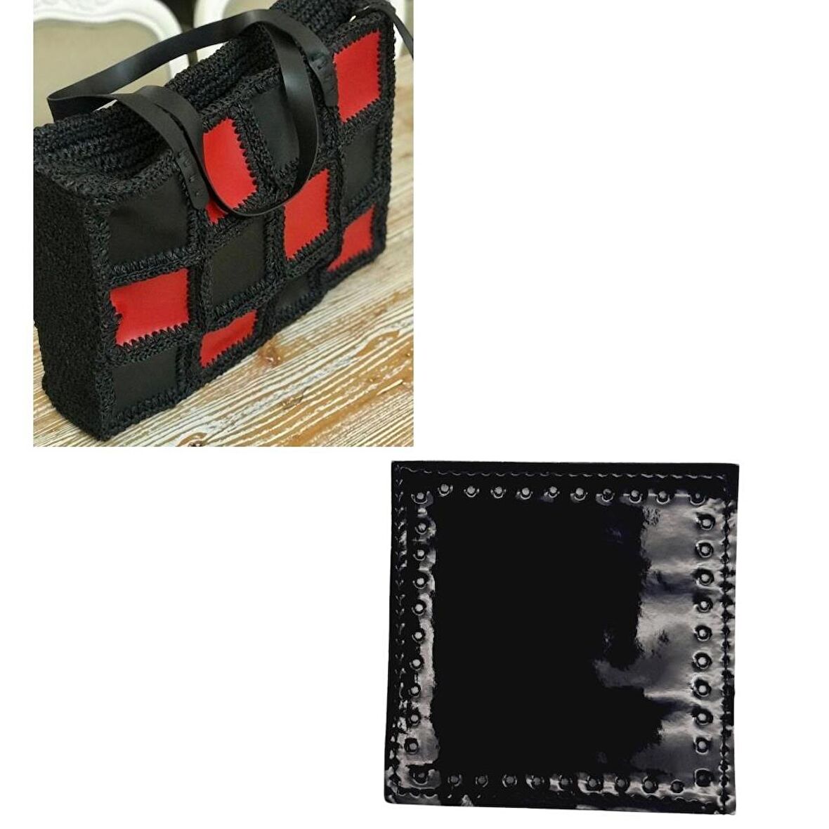 10x10 cm Kare Rugan Deri Siyah Renk 1 Adet