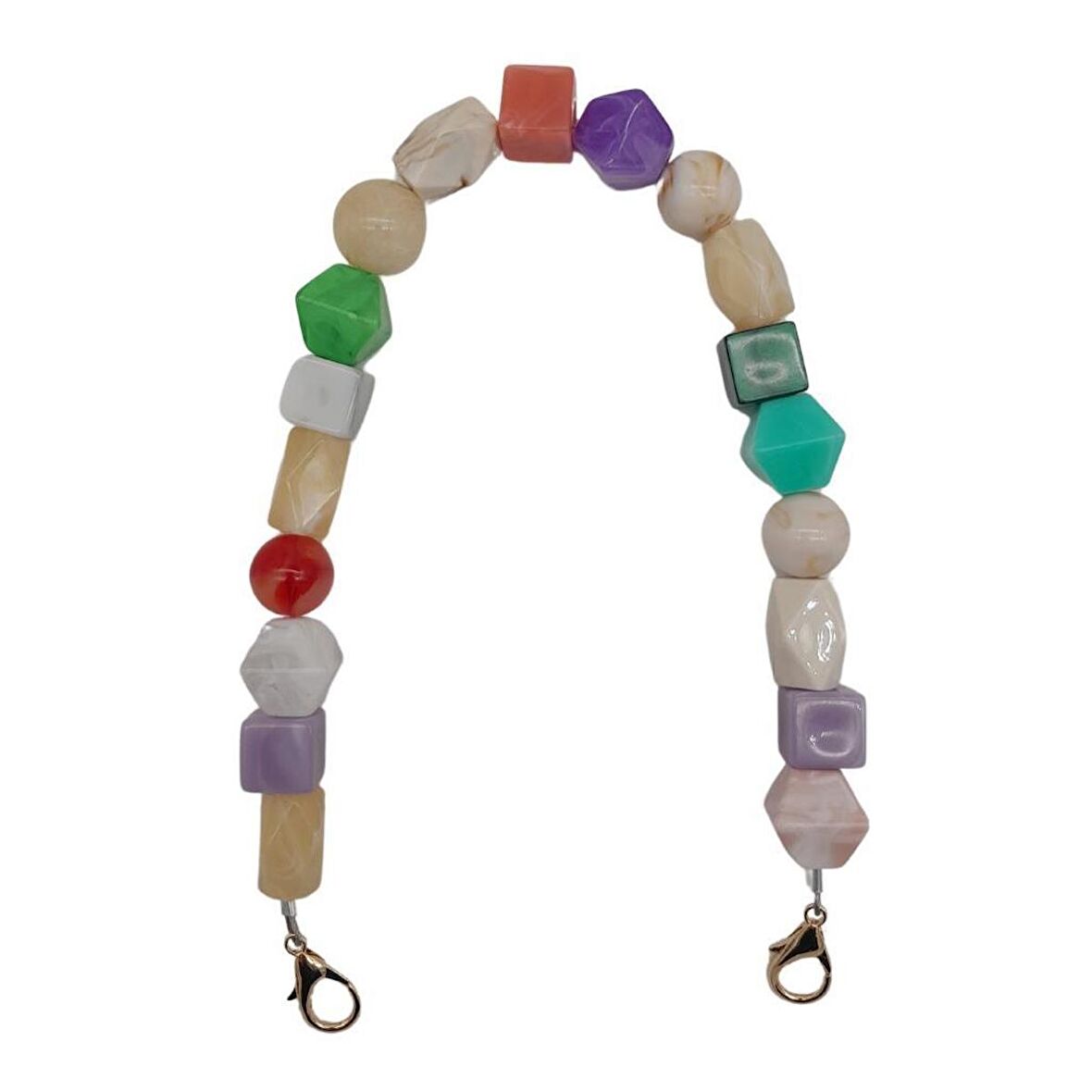 42 cm Renkli Akrilik Çanta Sapı No:05 Light Gold Metalli