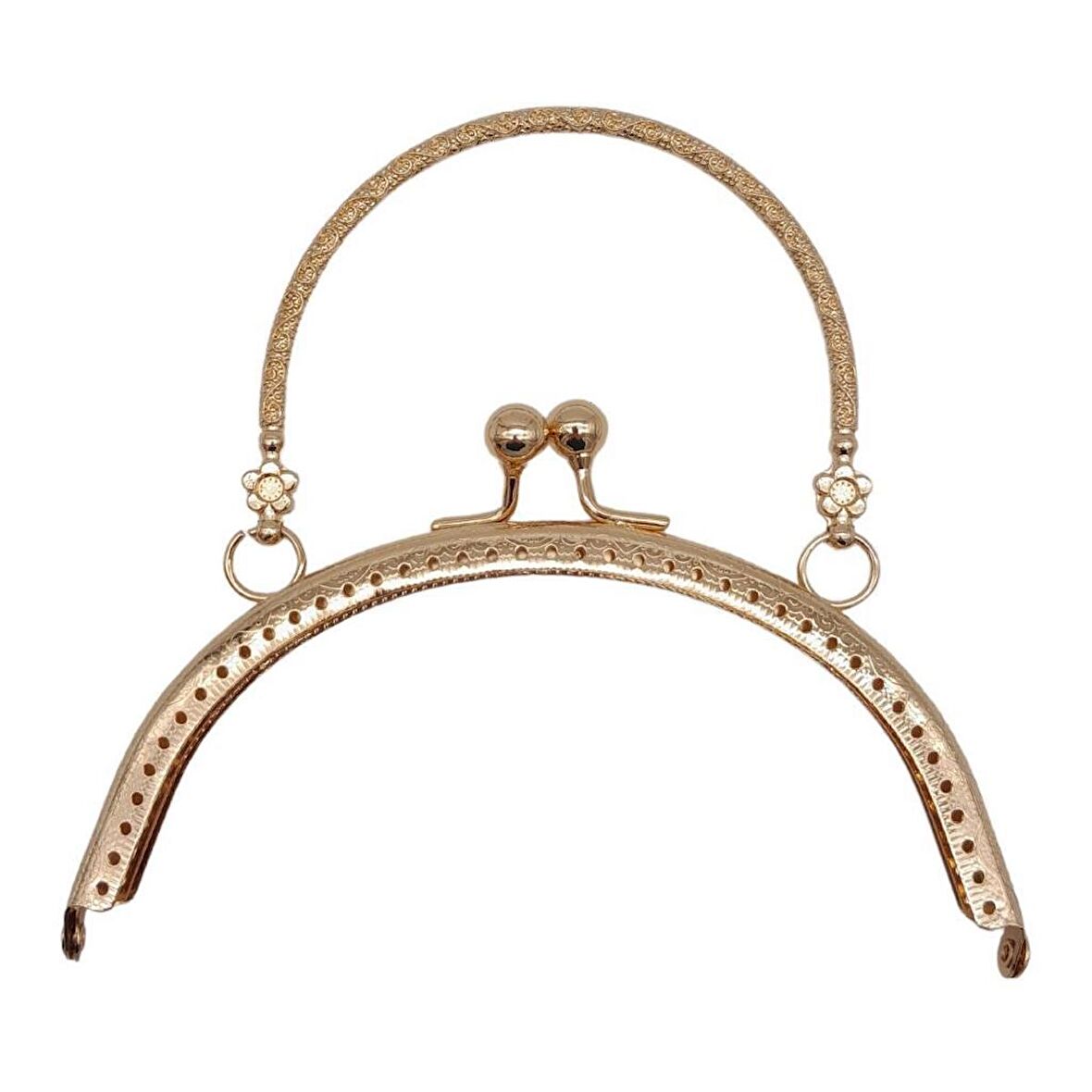 15.5 cm Tutmalı Oval Çanta Klipsi Cüzdan Bursu Light Gold Renk