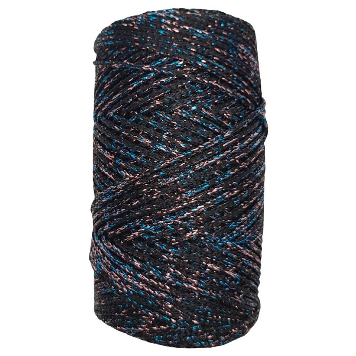 Renkli Simli Polyester Makrome Siyah Renk 200 gr No:02