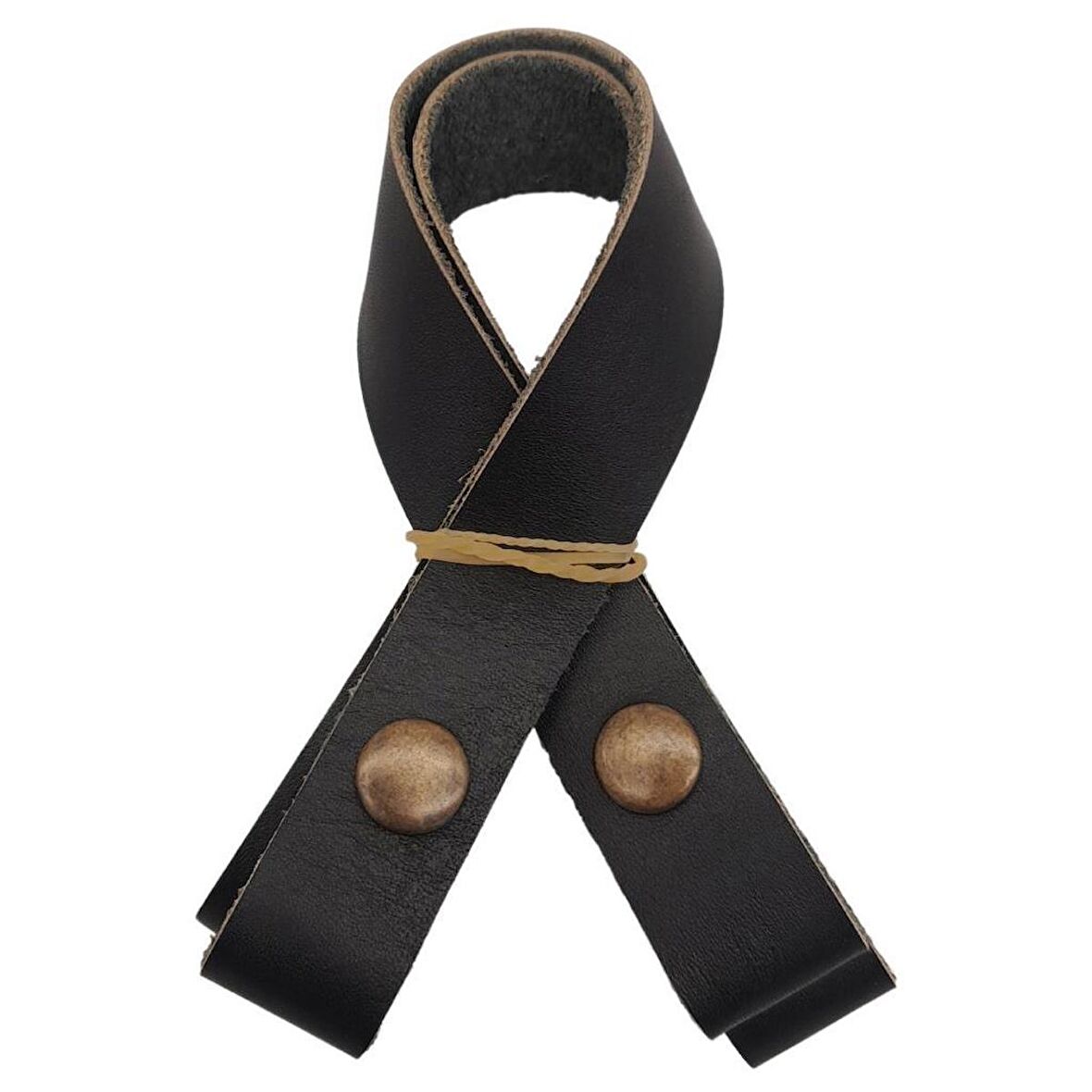 30 cm Gerçek Deri Siyah Renk Çıtçıtlı Sap Antik Metalli