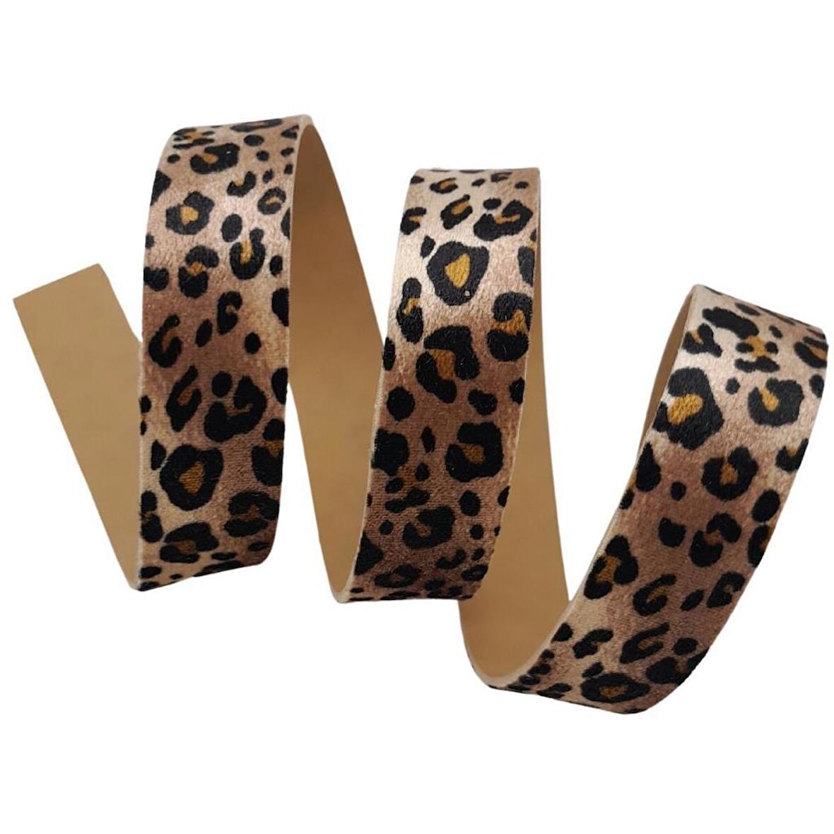 3 cm Şerit Suni Deri Leopar Desen 1 metre