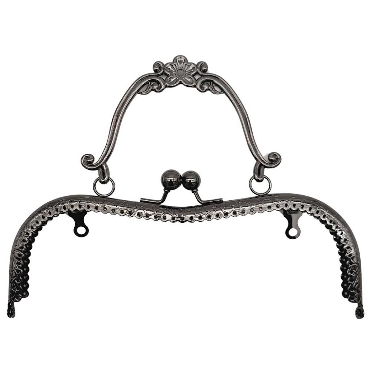 21 cm Tutmalı Çanta Klipsi Bursu Füme Metalli