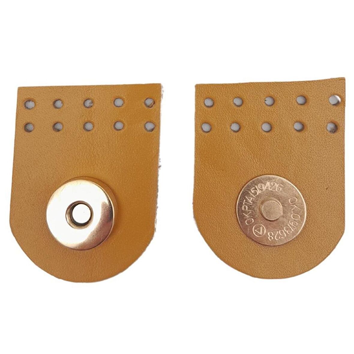 Gerçek Derili Tek Dikim Mıknatıslı Çıtçıt Hardal Renk Light Gold Metalli