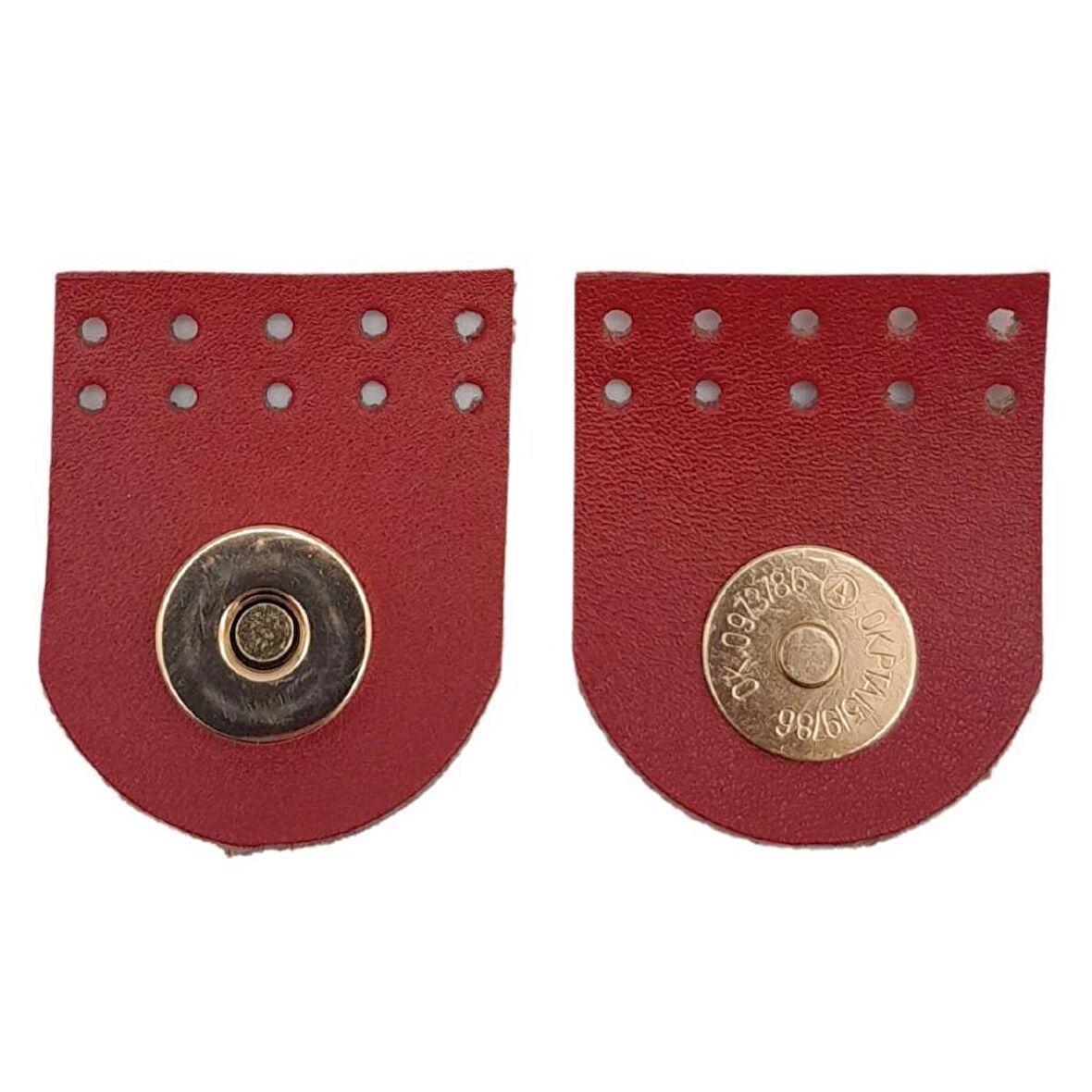 Gerçek Derili Tek Dikim Mıknatıslı Çıtçıt Kırmızı Renk Light Gold Metalli