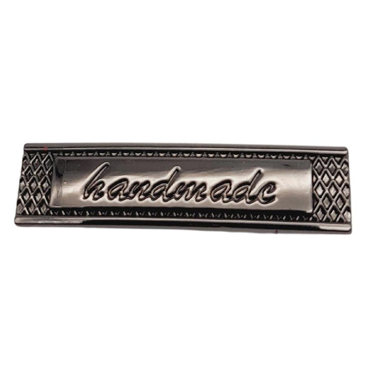 Handmade Yazılı Metal Etiket 4x1 cm Plaka Süs Füme Renk