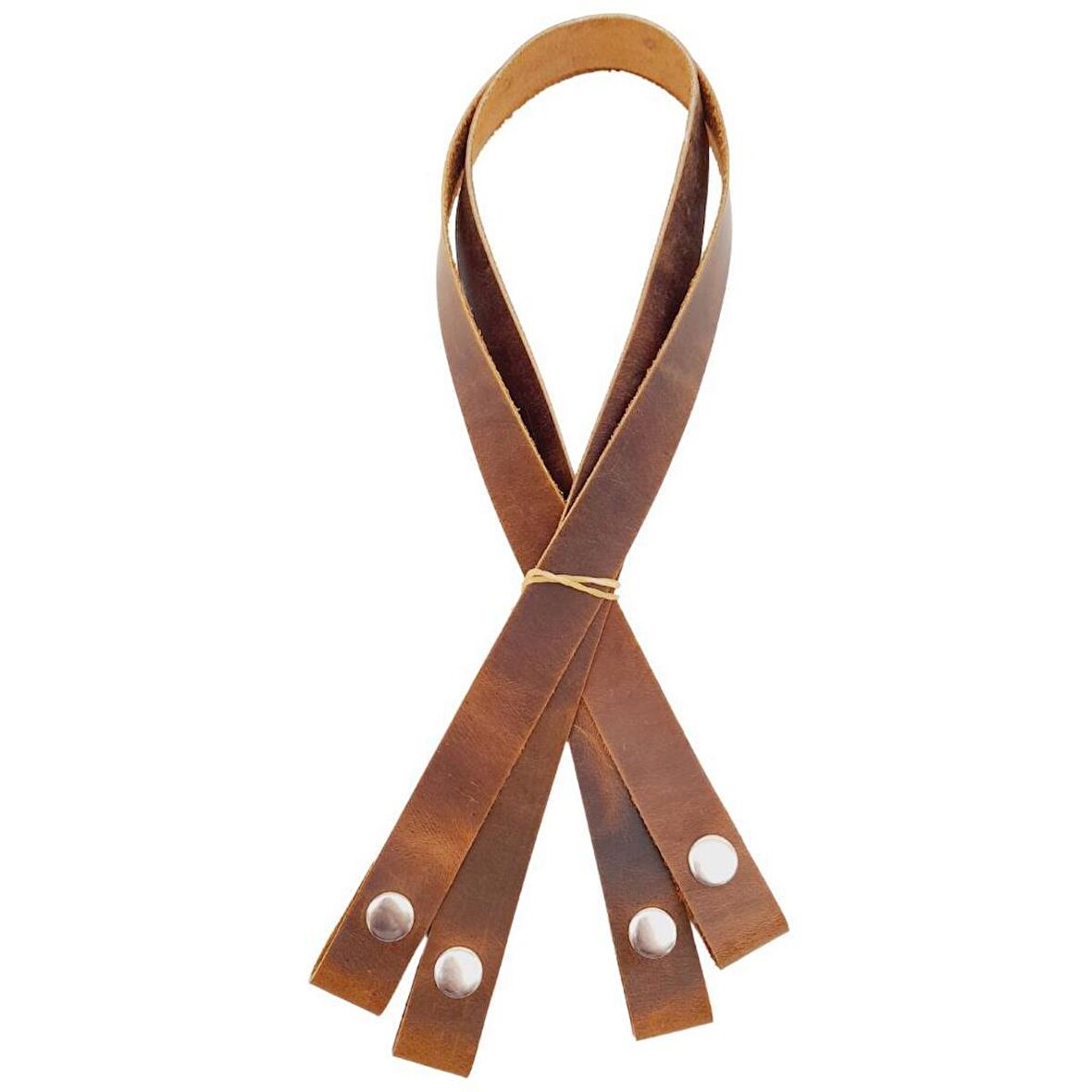 Gerçek Deri Çıtçıtlı Çanta Sapı Crazy Oil Hardal Sarı Renk Gümüş Metalli