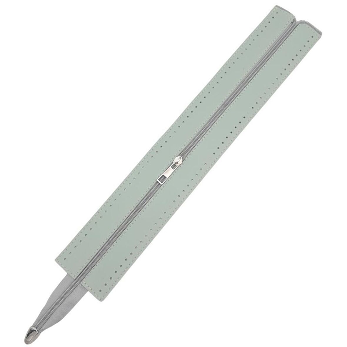 40 cm Derili Fermuar Su Yeşili Renk Gümüş Metalli