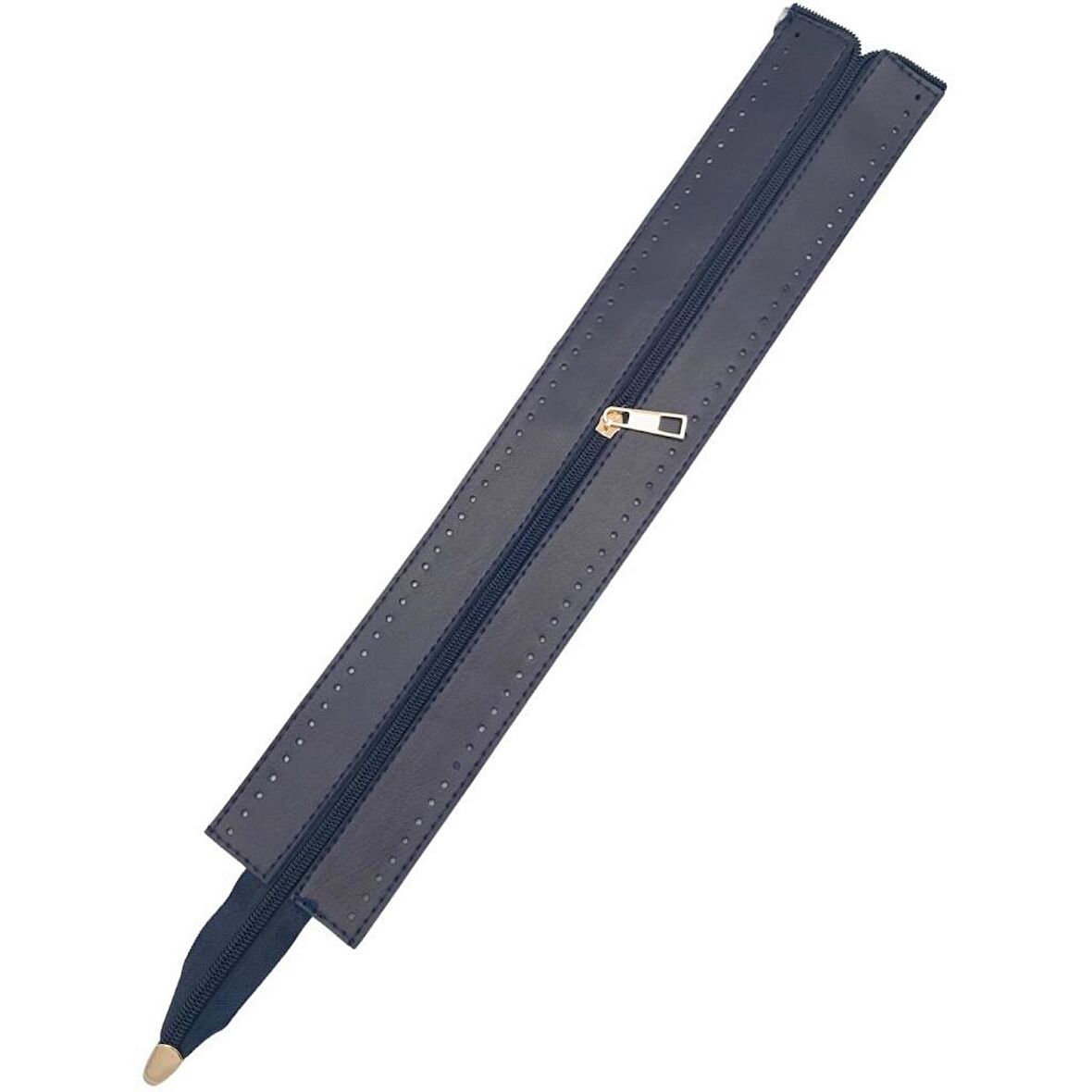 40 cm Derili Fermuar Lacivert Renk Light Gold Metalli