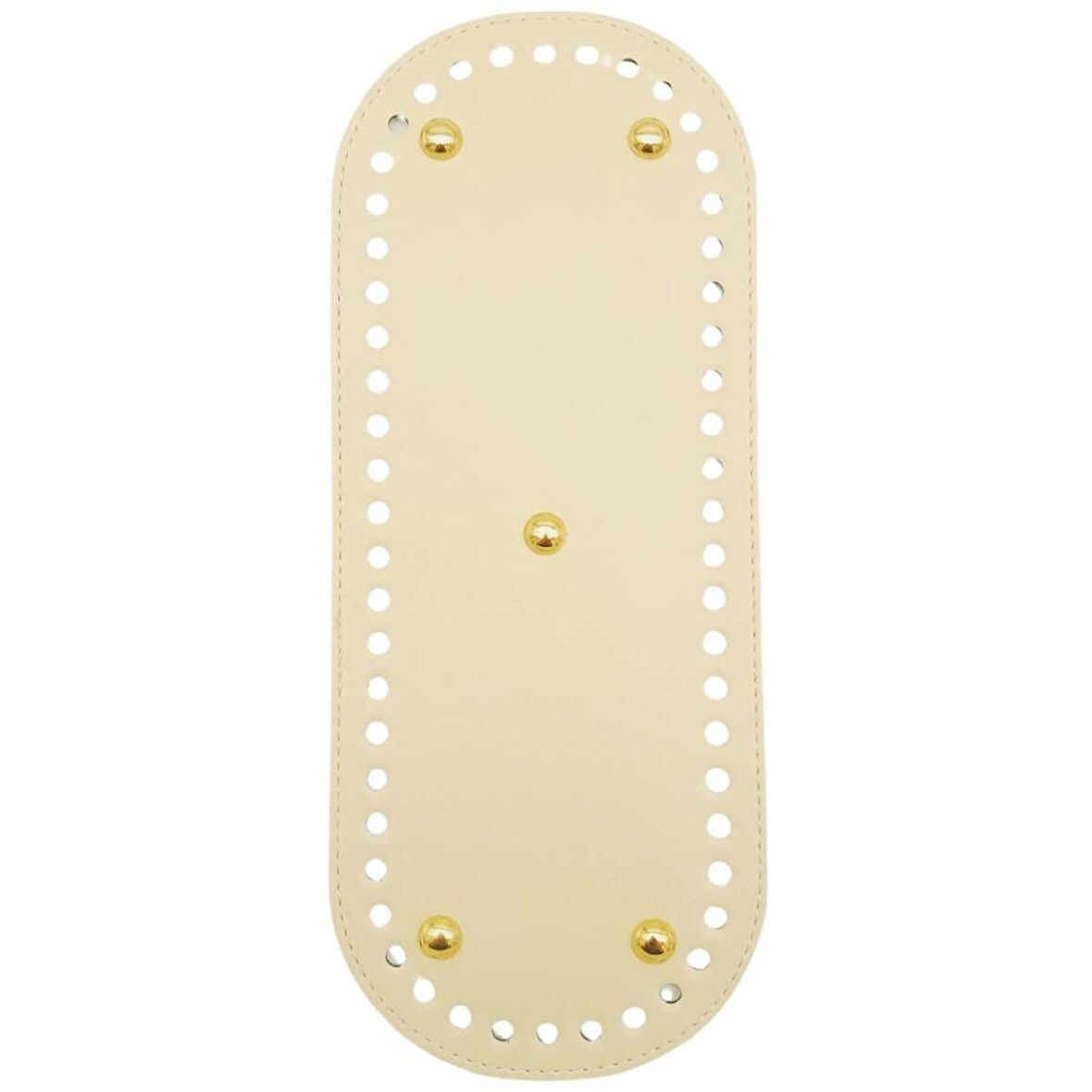 Suni Deri 30x12 cm Oval Çanta Tabanı Krem Renk Light Gold Aparatlı