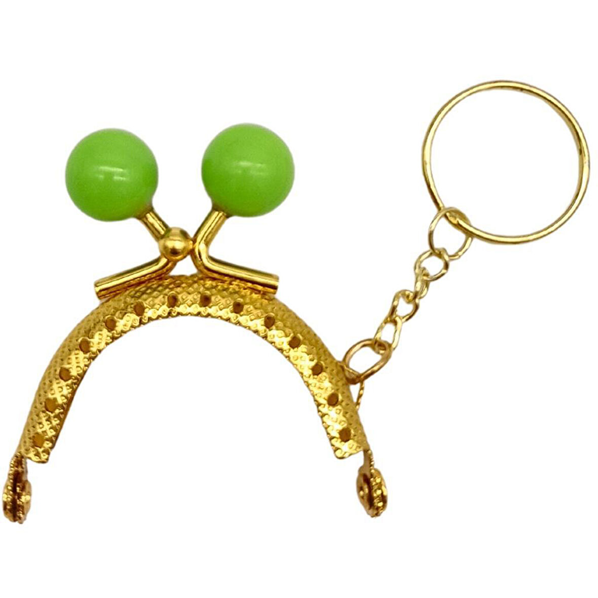 5 cm Anahtarlıklı Toplu Cüzdan Klipsi Fıstık Yeşili Renk Gold Metal