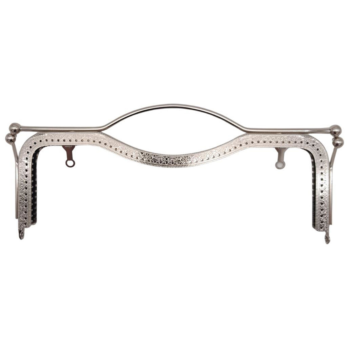 Angel Çanta Aksesuar 27 cm Üstten Tutmalı Çanta Klipsi Çanta Bursu Gümüş Metal