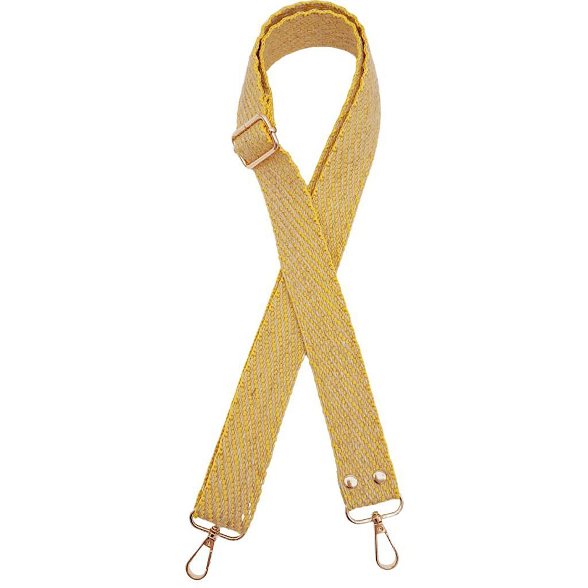 120x3 cm Jüt Kolon Çanta Sapı Sarı Renk Light Gold Metalli