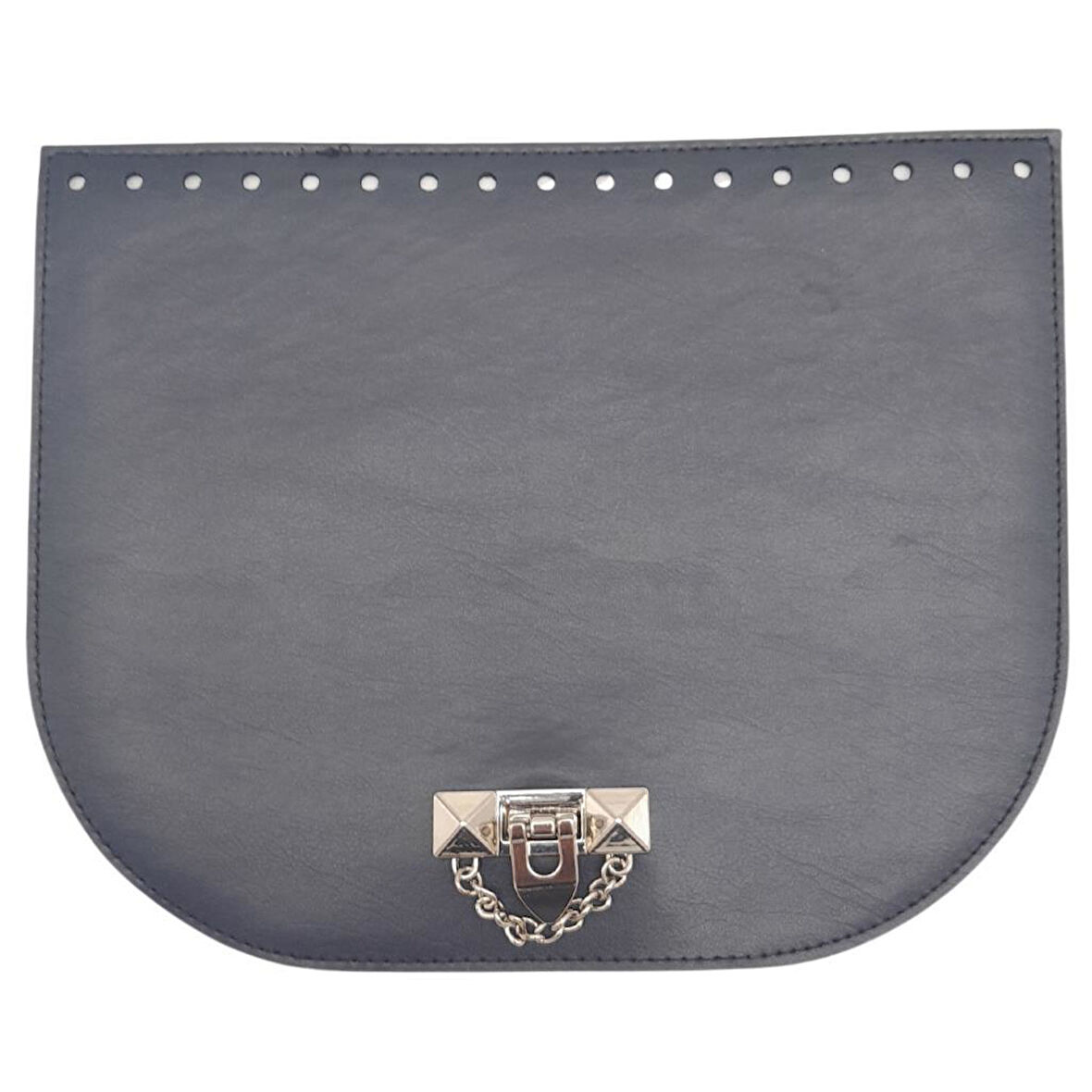 Angel Çanta Aksesuar 24x19 cm Suni Deri Lacivert Renk Zincirli Kilitli Kapak Gümüş Metalli