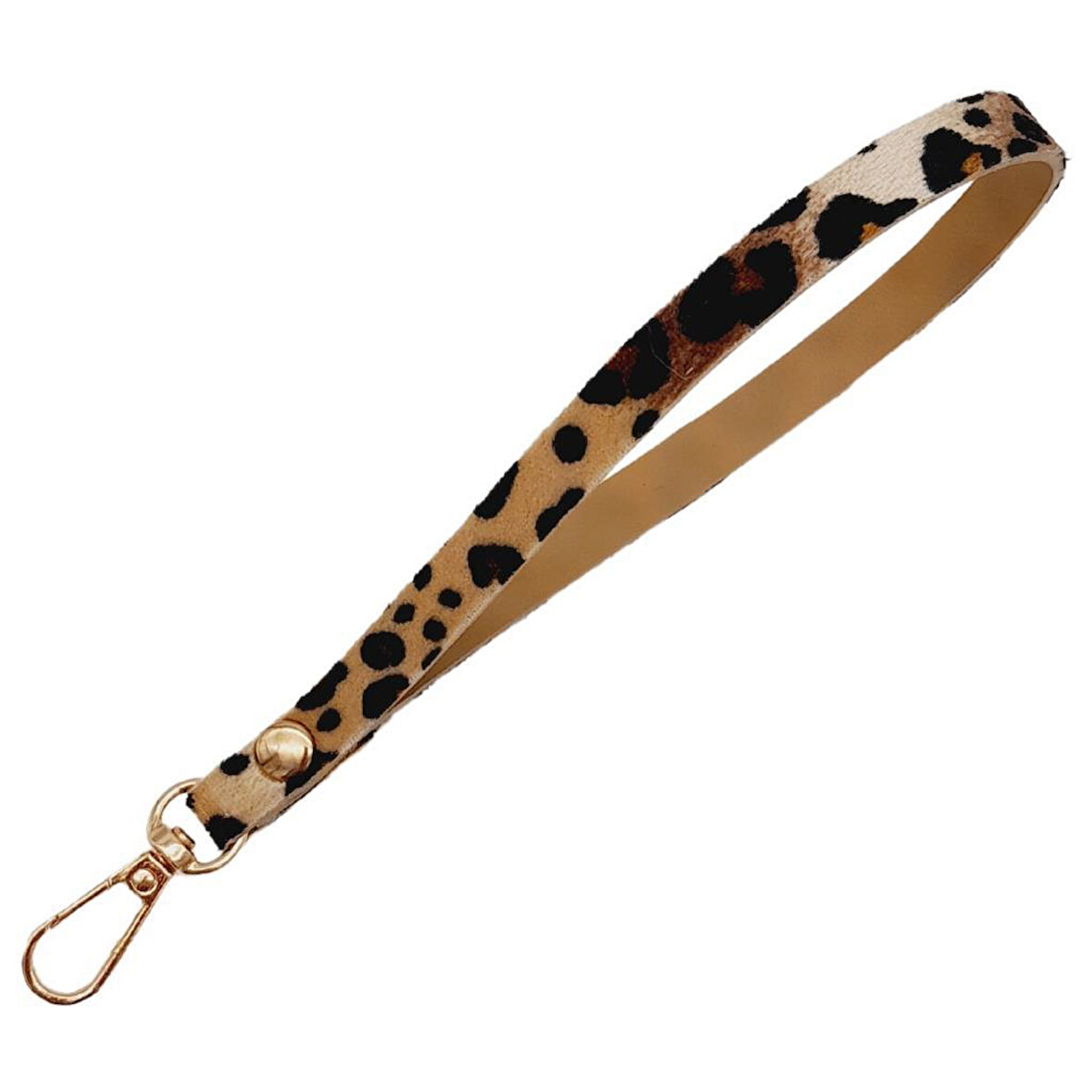 Suni Deri Elcik Leopar Desen Light Gold Metal