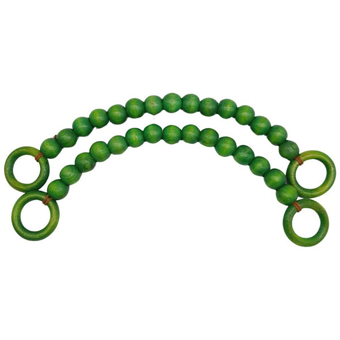 Angel Çanta Aksesuar 20 mm Ahşap Boncuklu 37 cm Yeşil Renk Çanta Sapı