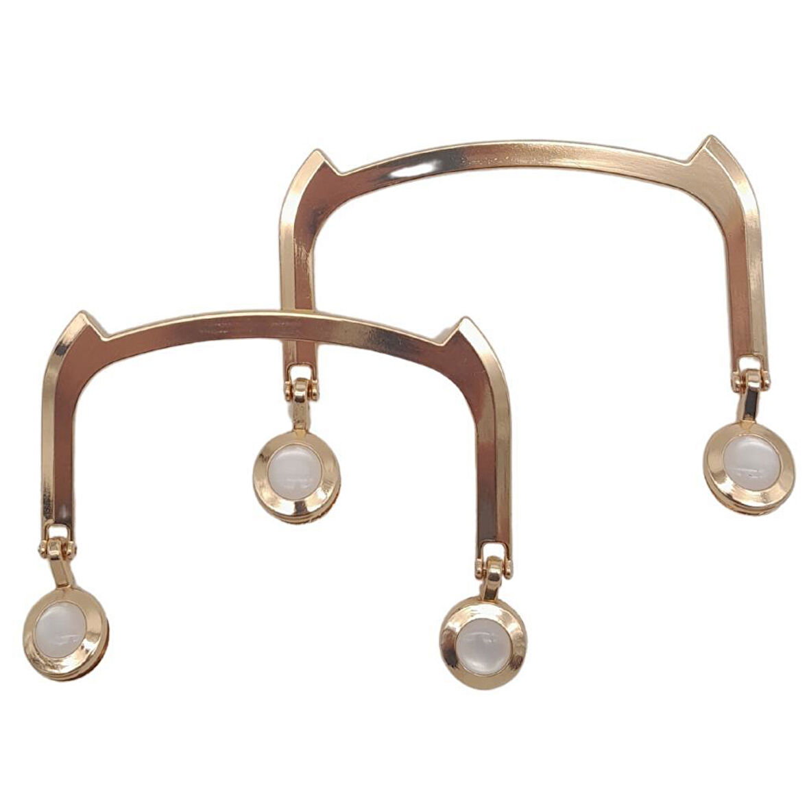 11x9 cm Light Gold Renk İncili Metal Çanta Tutma Sapı