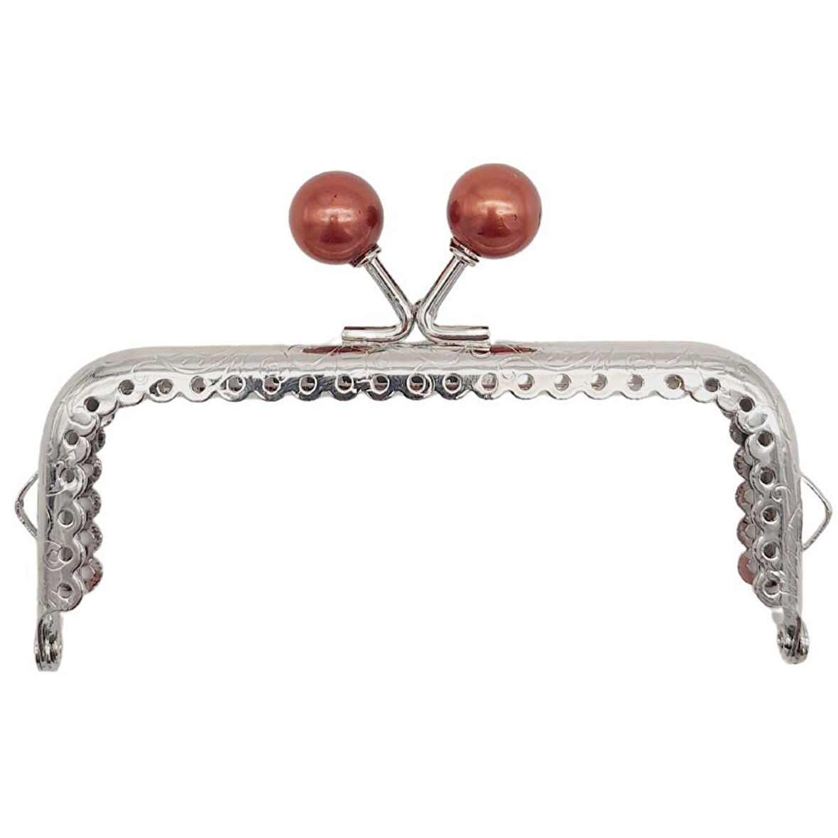 Angel Çanta Aksesuar 10.5 cm Gümüş Metal Koyu Bordo Toplu Dikdörtgen Cüzdan Klipsi Çanta Bursu Model 2