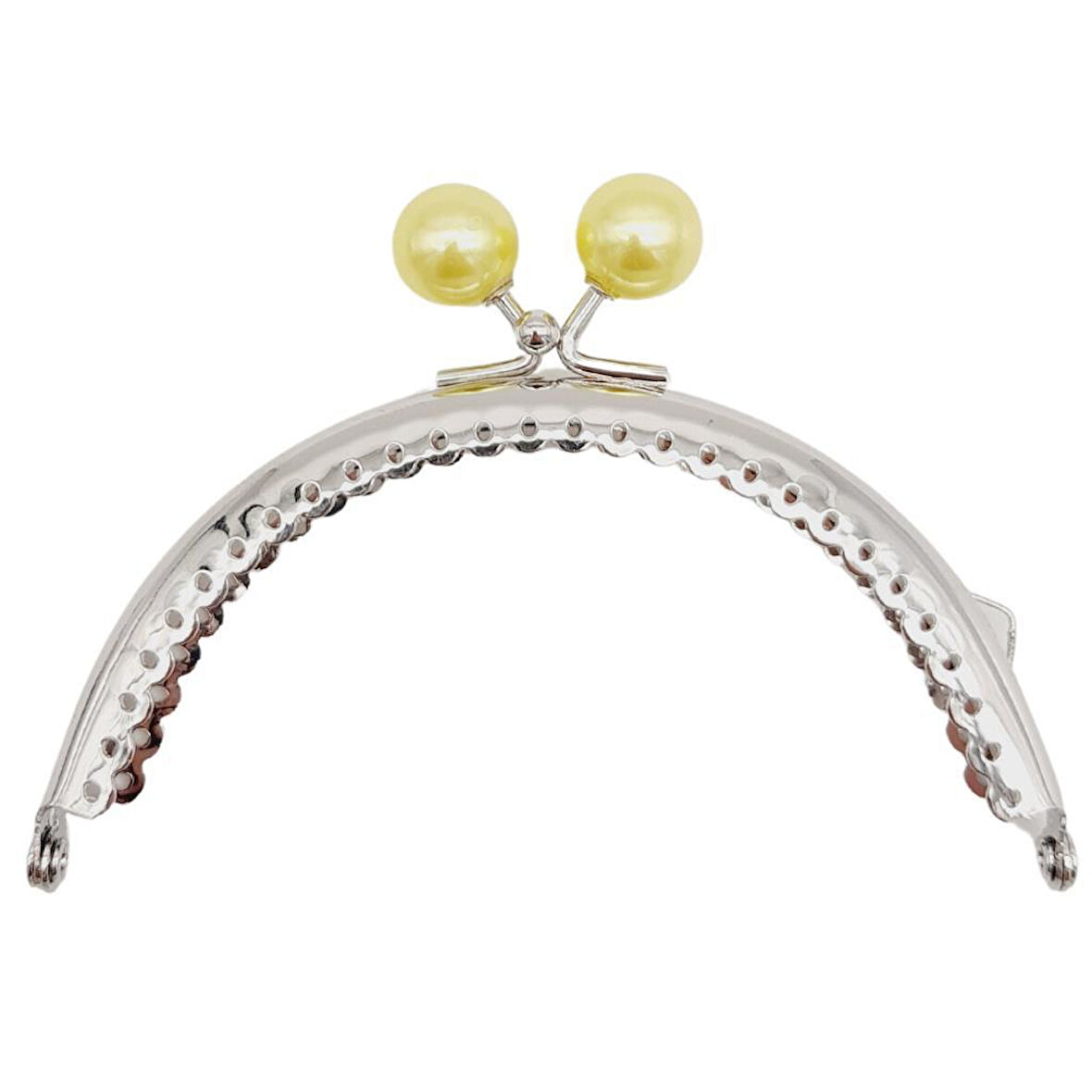 10.5 cm Gümüş Metal Sarı Toplu Oval Cüzdan Klipsi Çanta Bursu Model 2